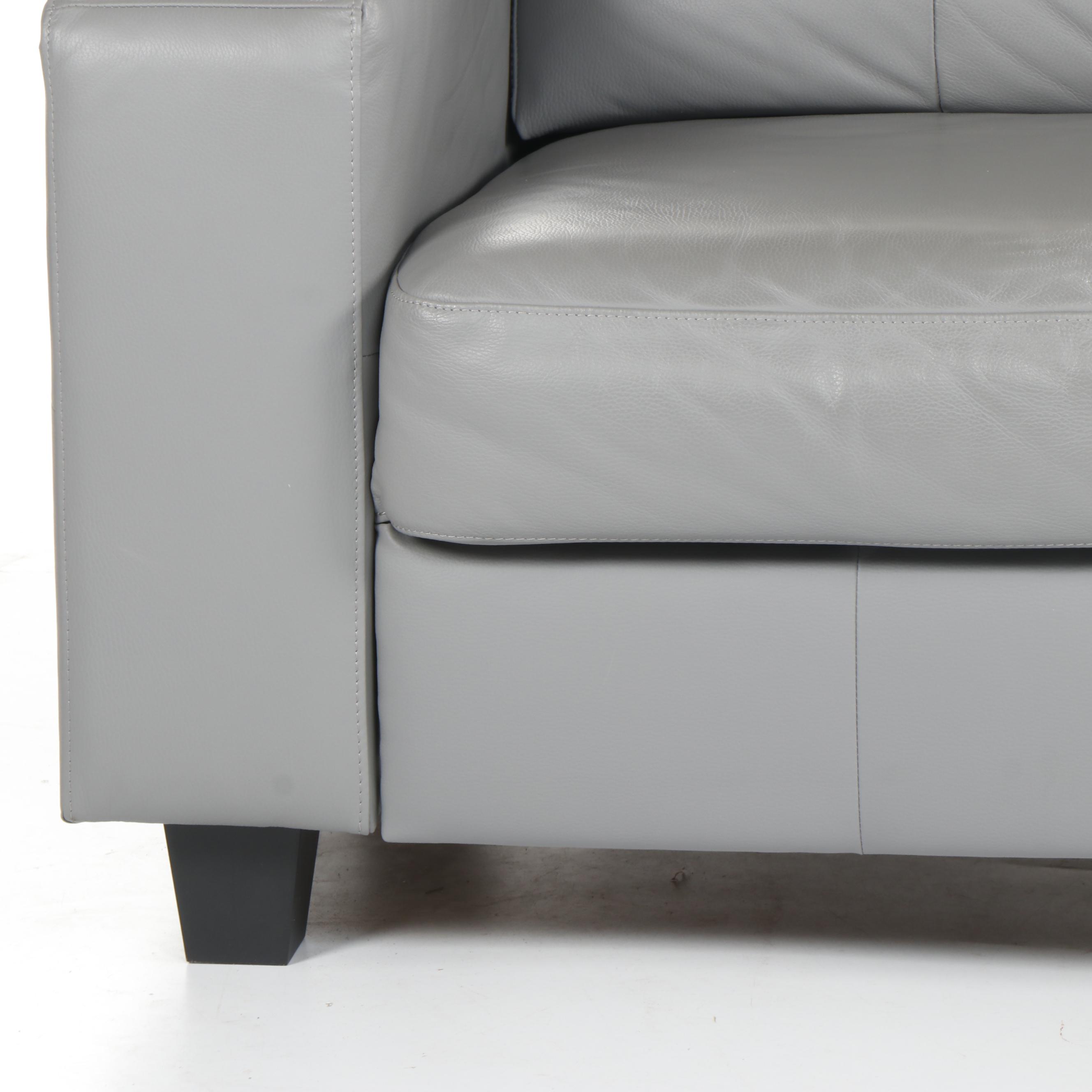 IKEA "SKOGABY" Modern Gray Leather Sofa