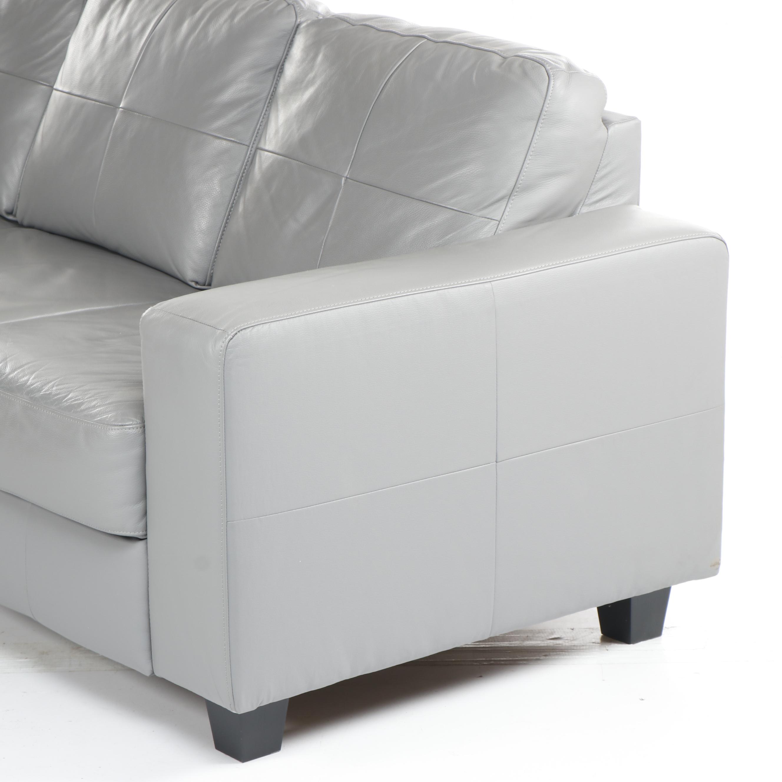 IKEA "SKOGABY" Modern Gray Leather Sofa