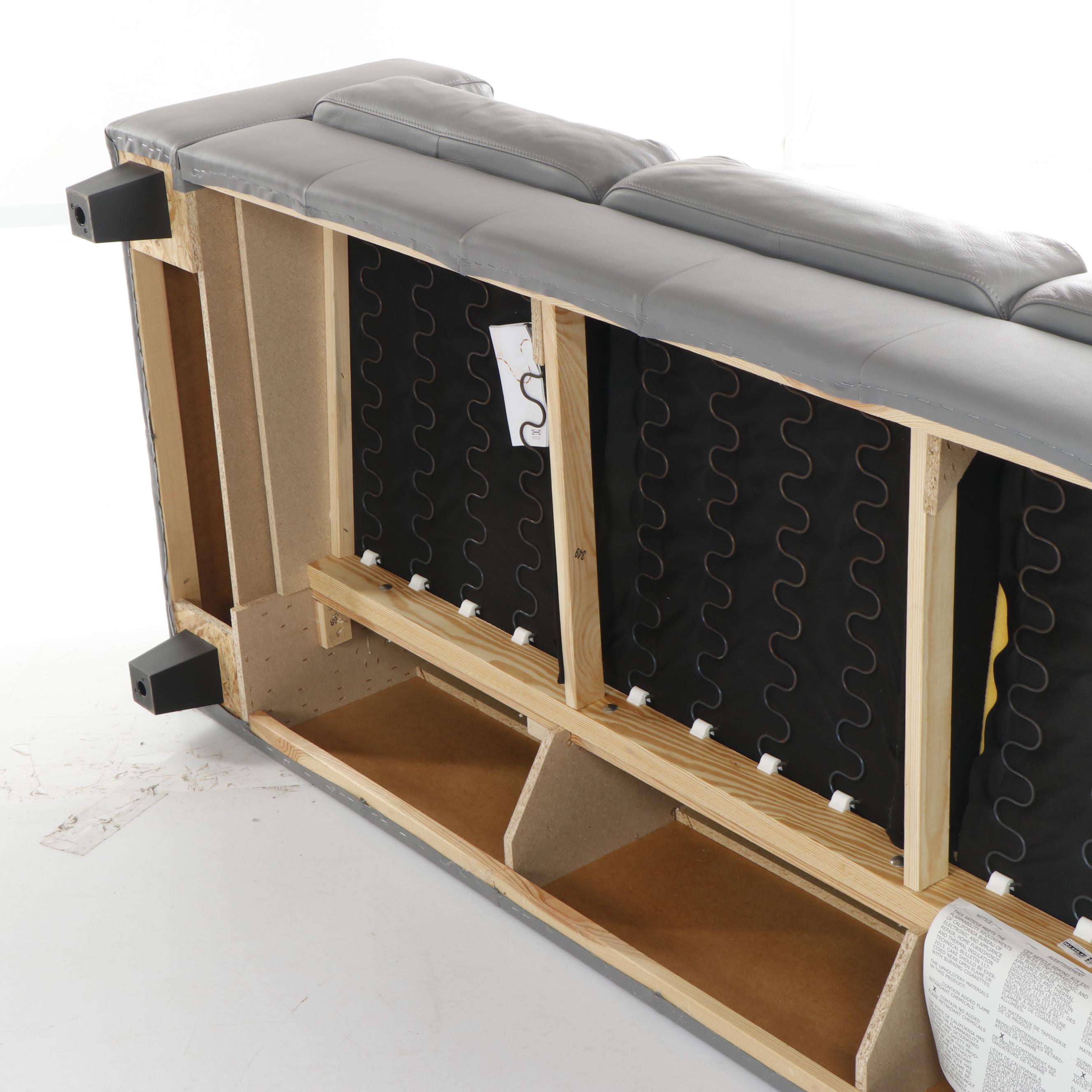 IKEA "SKOGABY" Modern Gray Leather Sofa