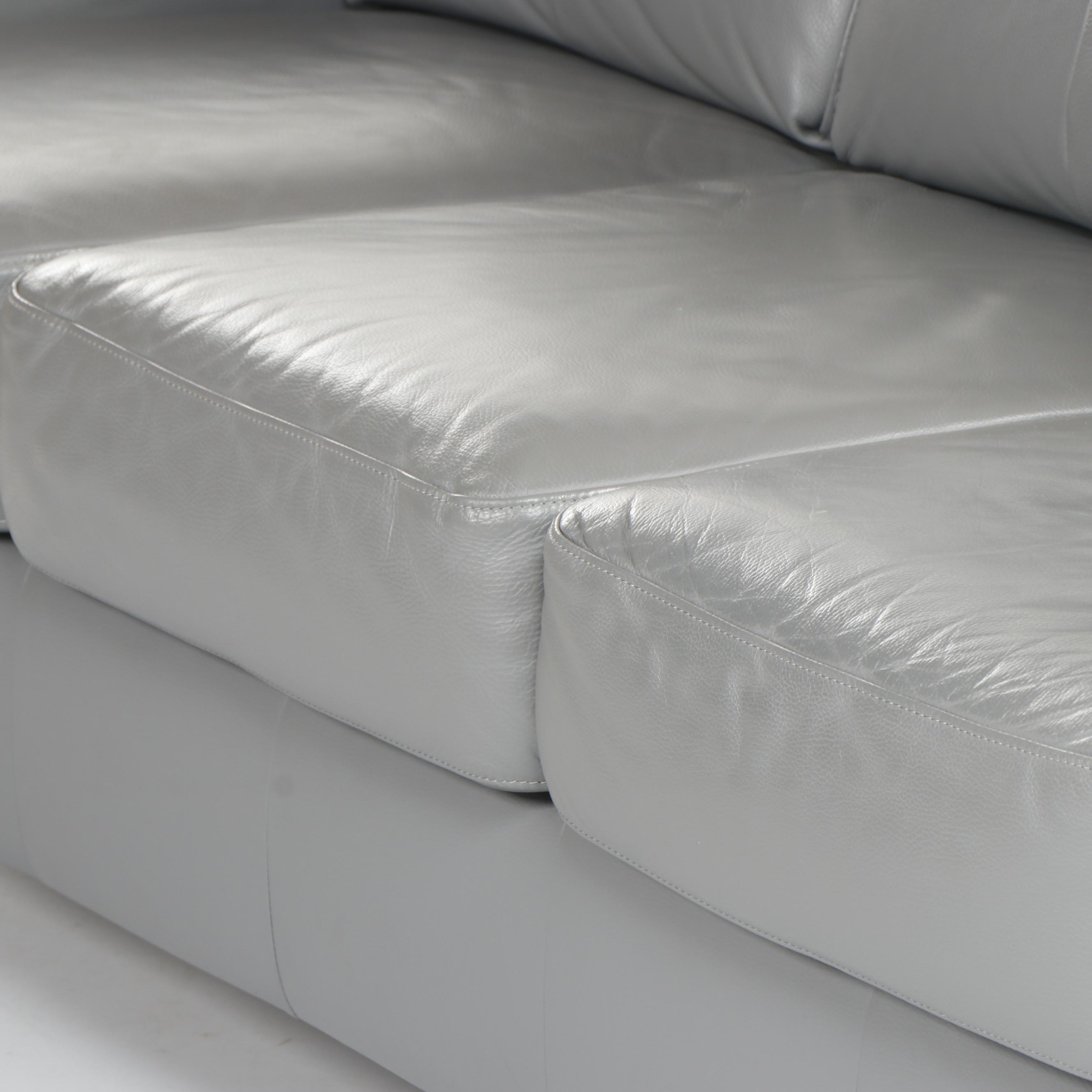 IKEA "SKOGABY" Modern Gray Leather Sofa