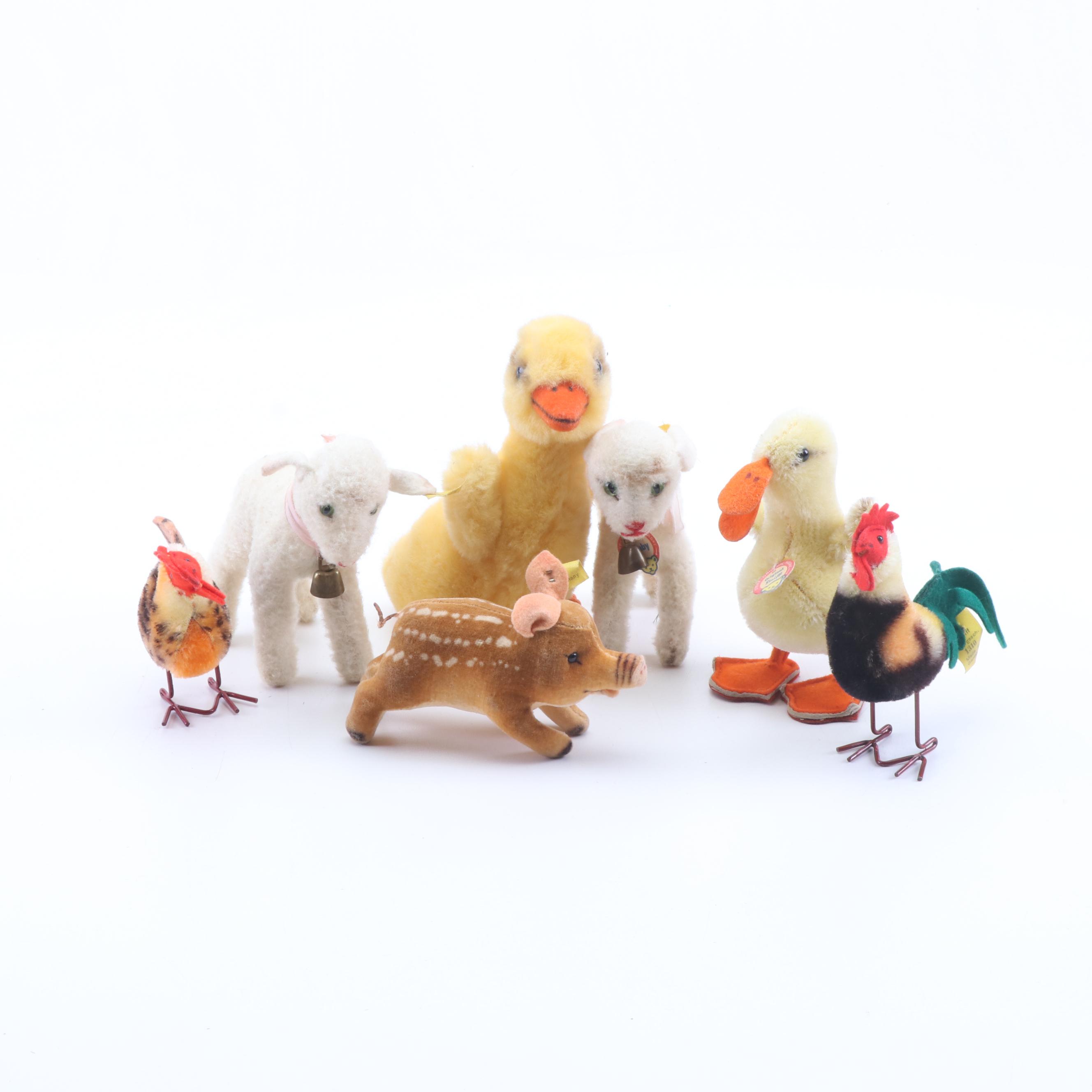 Steiff Stuffed Animals Including "Lamby", Mid 20th Century