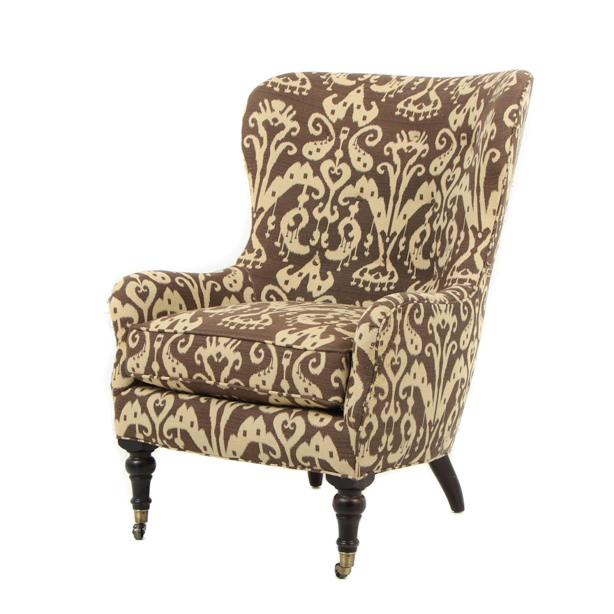 Contemporary Lee Industries Armchair with Ikat Upholstery