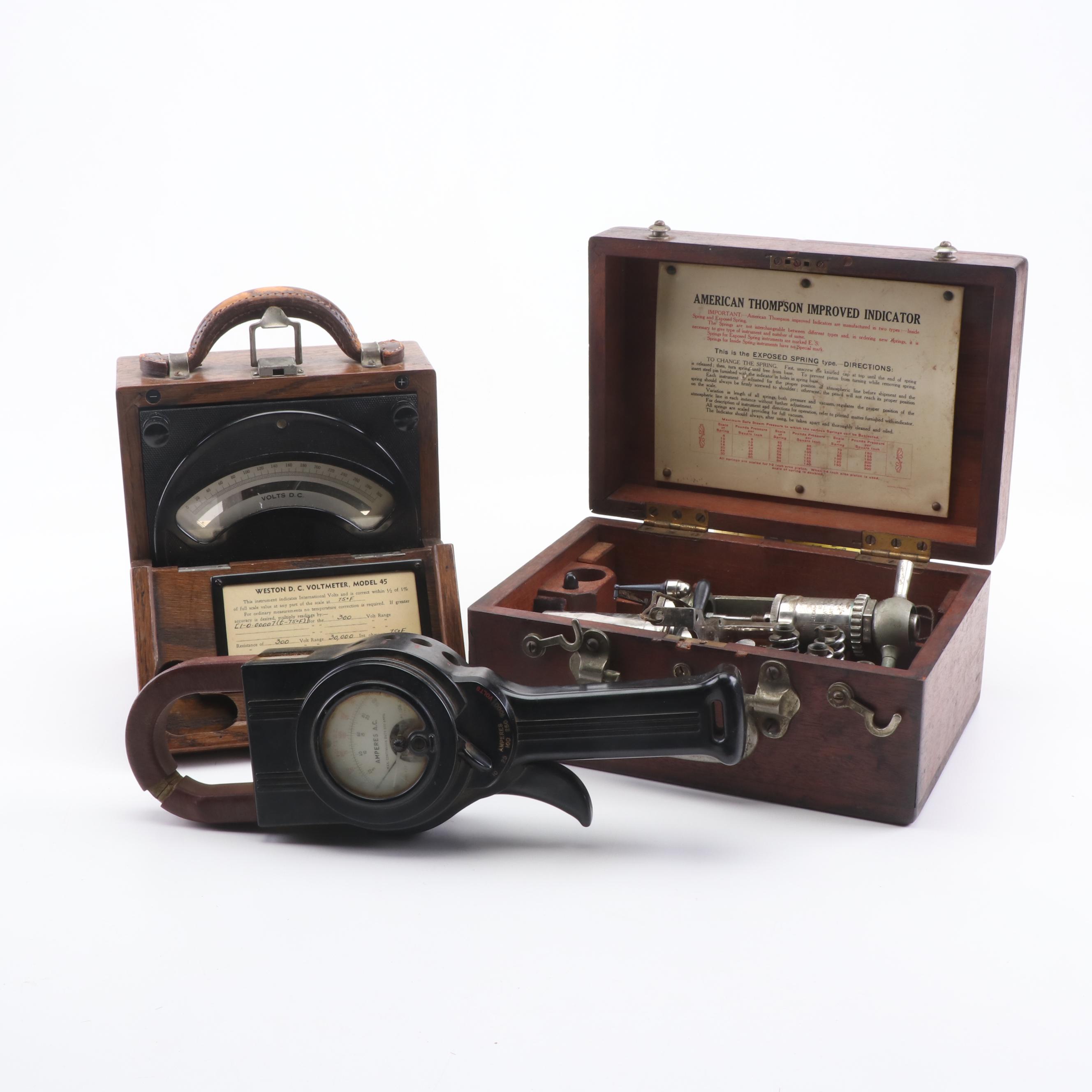 Thompson Indicator, Weston Voltmeters Automotive Tools, Vintage