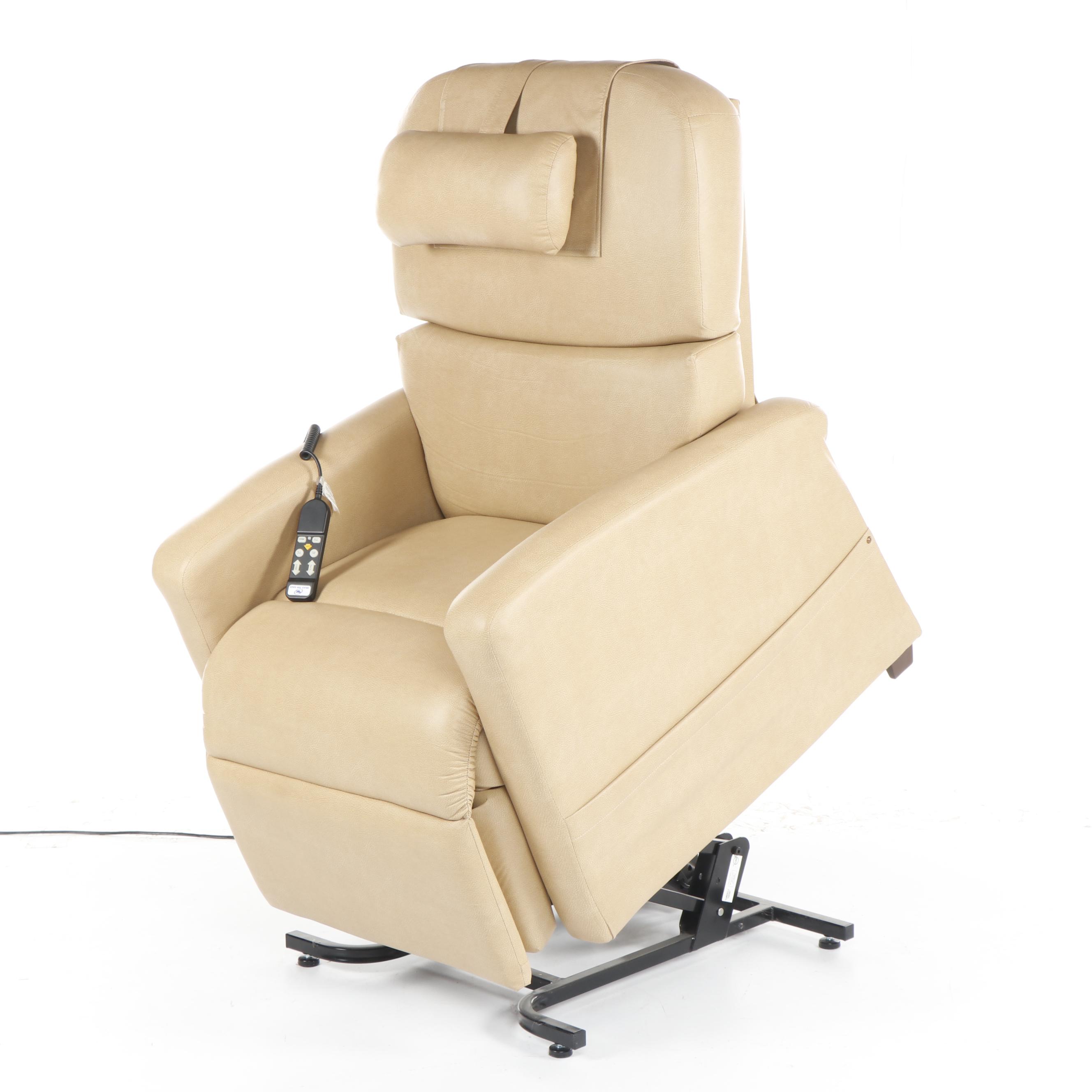 "Zero Gravity Lift Chair" by Relax The Back in Tan Faux Leather