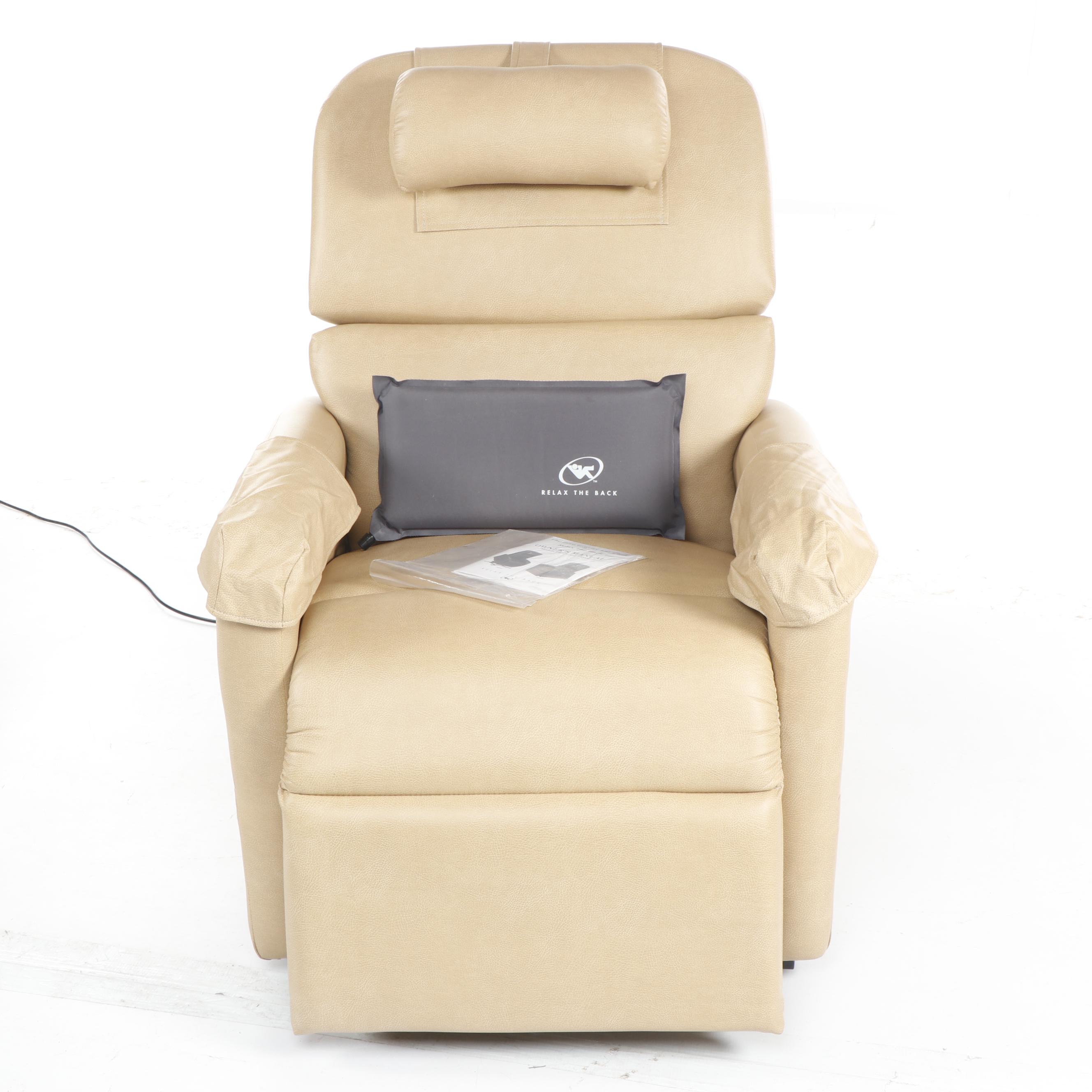 "Zero Gravity Lift Chair" by Relax The Back in Tan Faux Leather