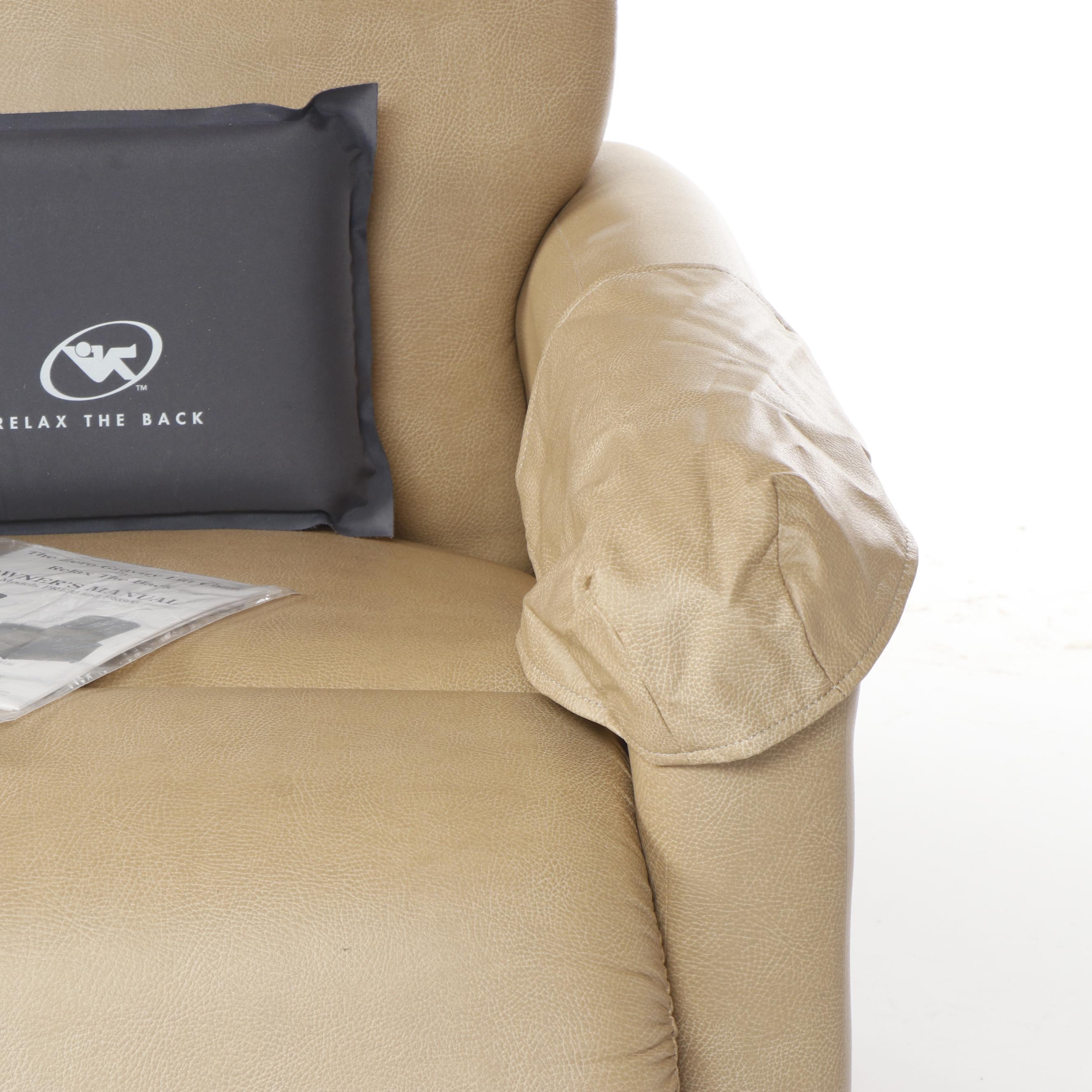 "Zero Gravity Lift Chair" by Relax The Back in Tan Faux Leather