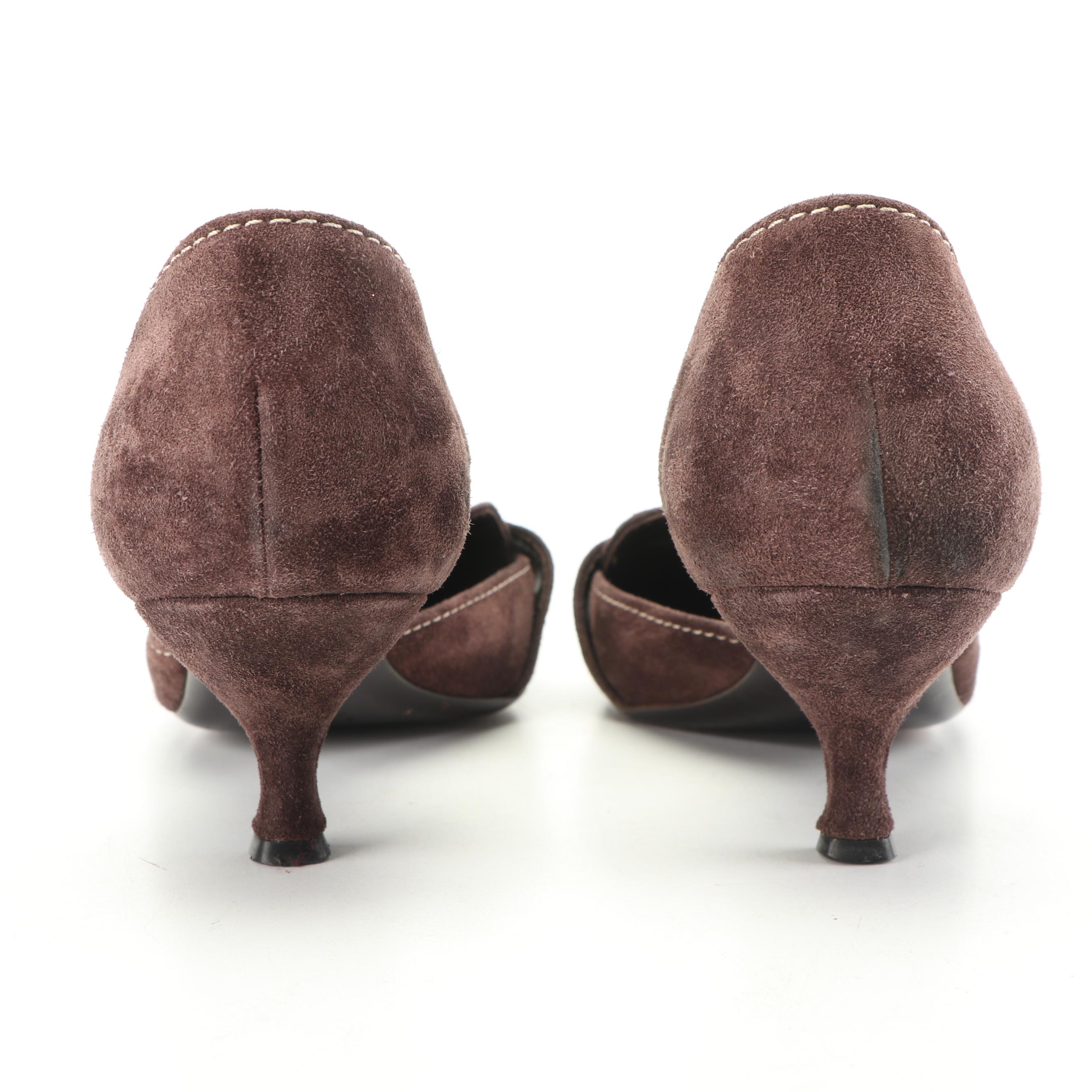 Prada Brown Suede D'Orsay Heels
