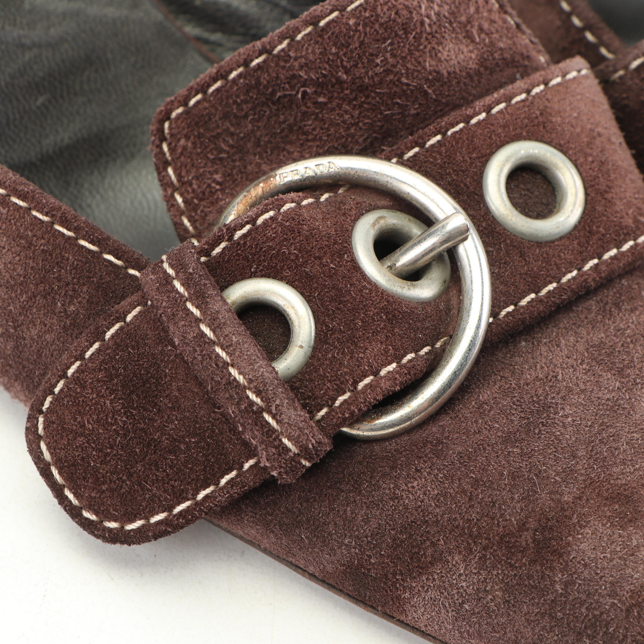 Prada Brown Suede D'Orsay Heels