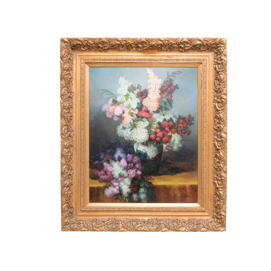 W. Vinella Floral Still Life Oil Painting
