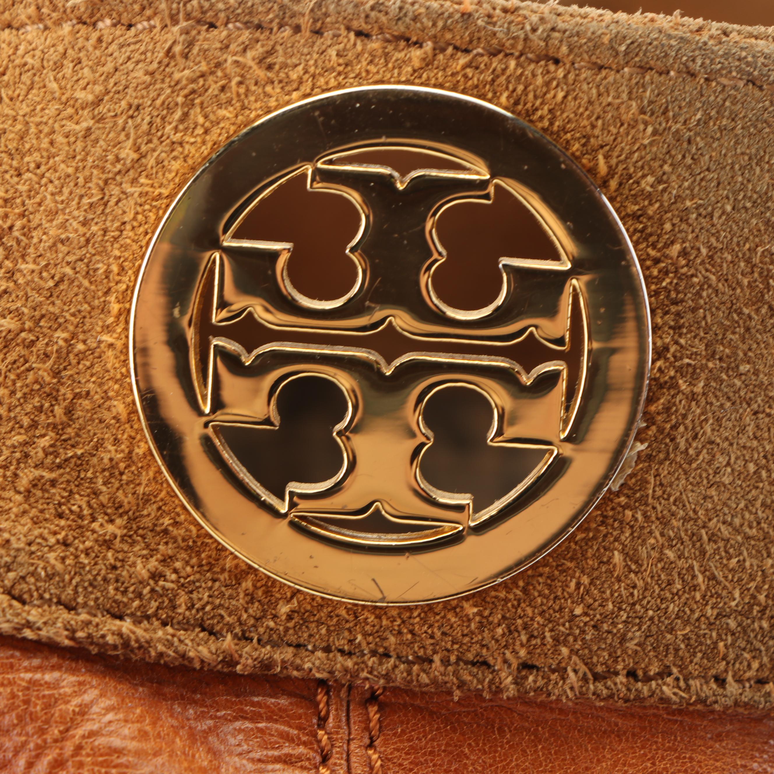 Tory Burch Tan Leather and Suede Fringed Shoulder Bag
