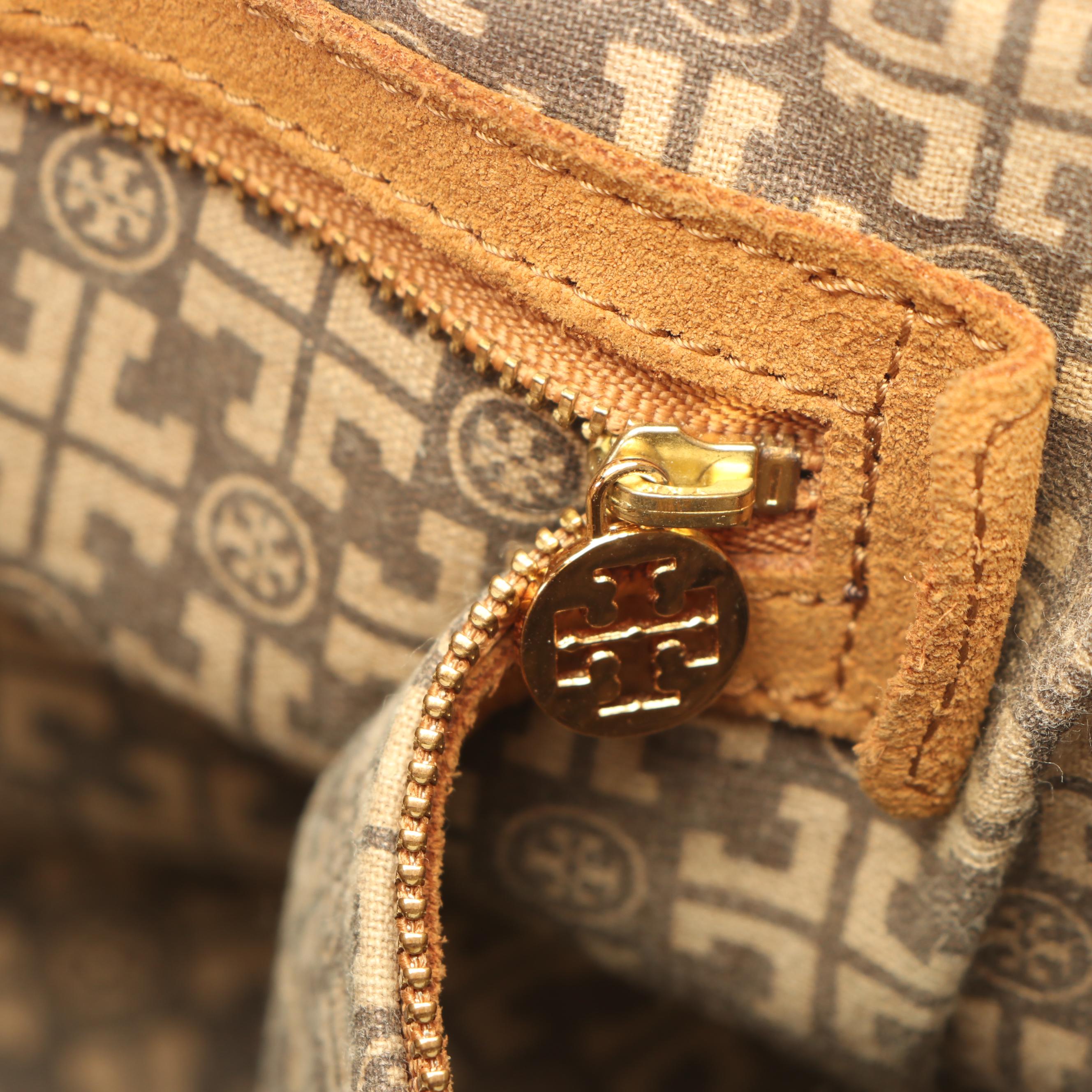 Tory Burch Tan Leather and Suede Fringed Shoulder Bag