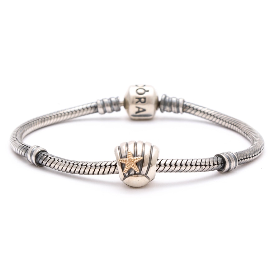 Pandora Sterling Silver Bracelet with Seashell Charm