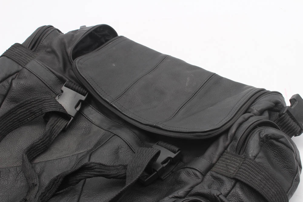 Black Leather Motorcycle Pack/Backpack