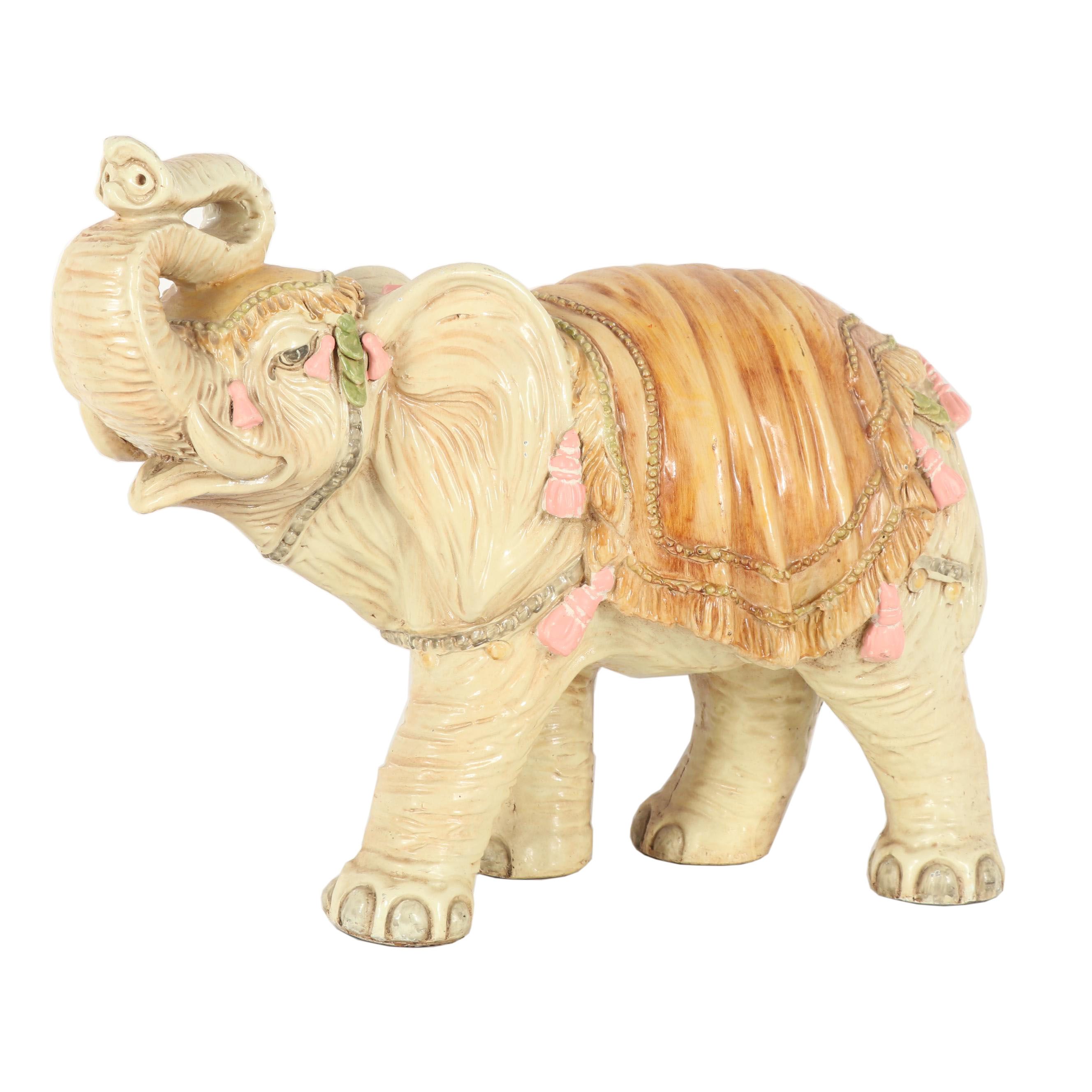 Marwal Elephant Chalkware Statue