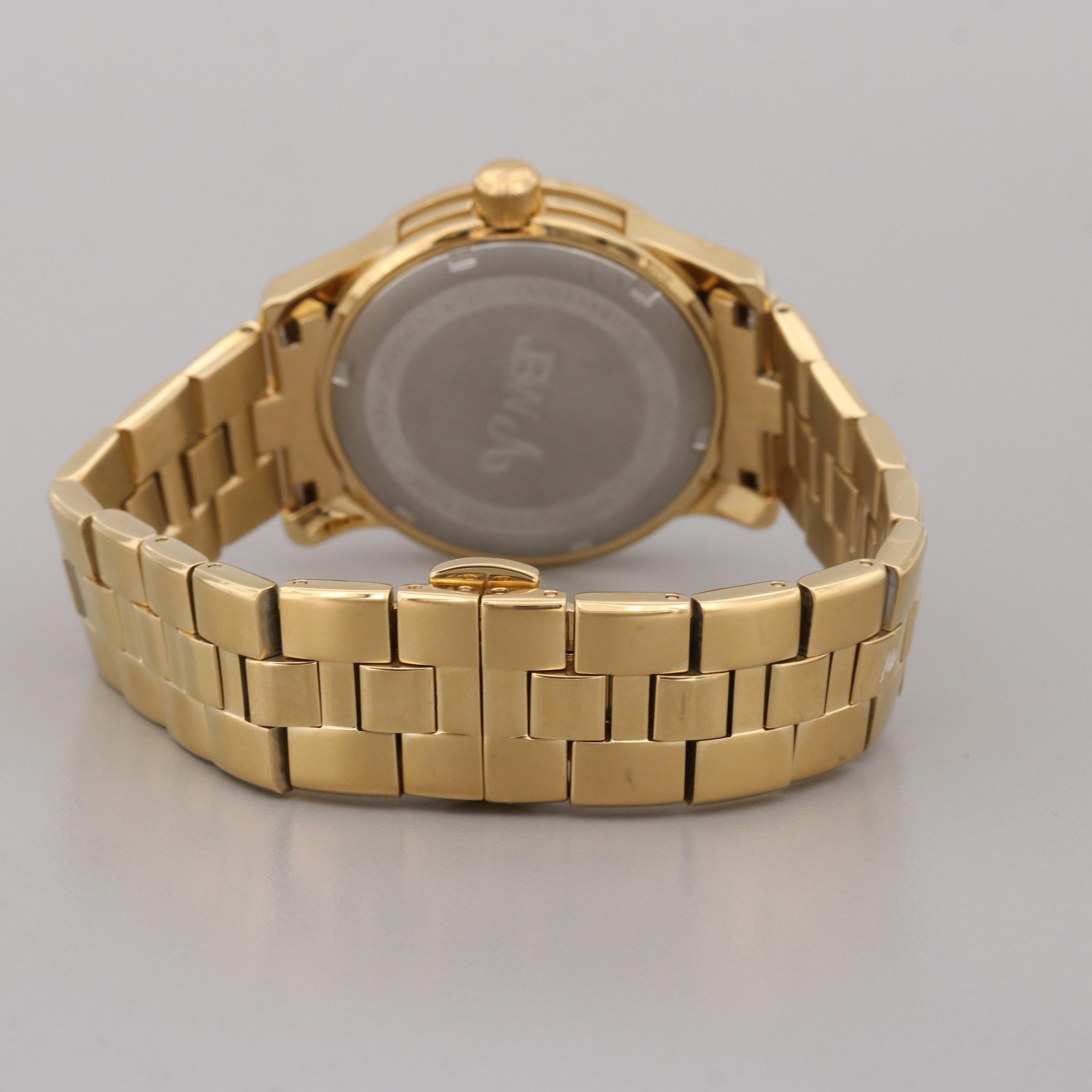 JBW "Celine" Gold Tone Quartz Watch With Diamond and Crystal Dial