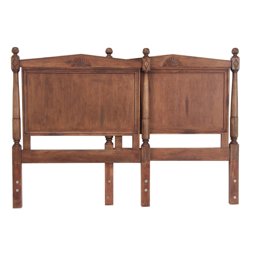 Pair of Neoclassical Style Carved Walnut Twin Size Headboards, 20th Century