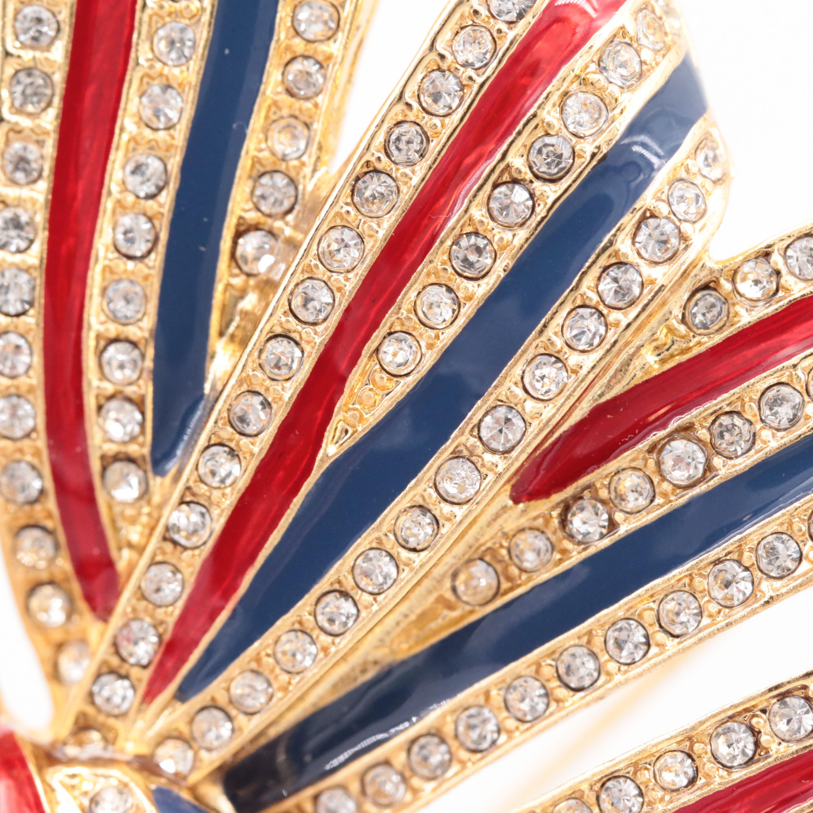 Ciner for Joan Rivers Gold Tone Glass and Enamel Bow Converter Brooch