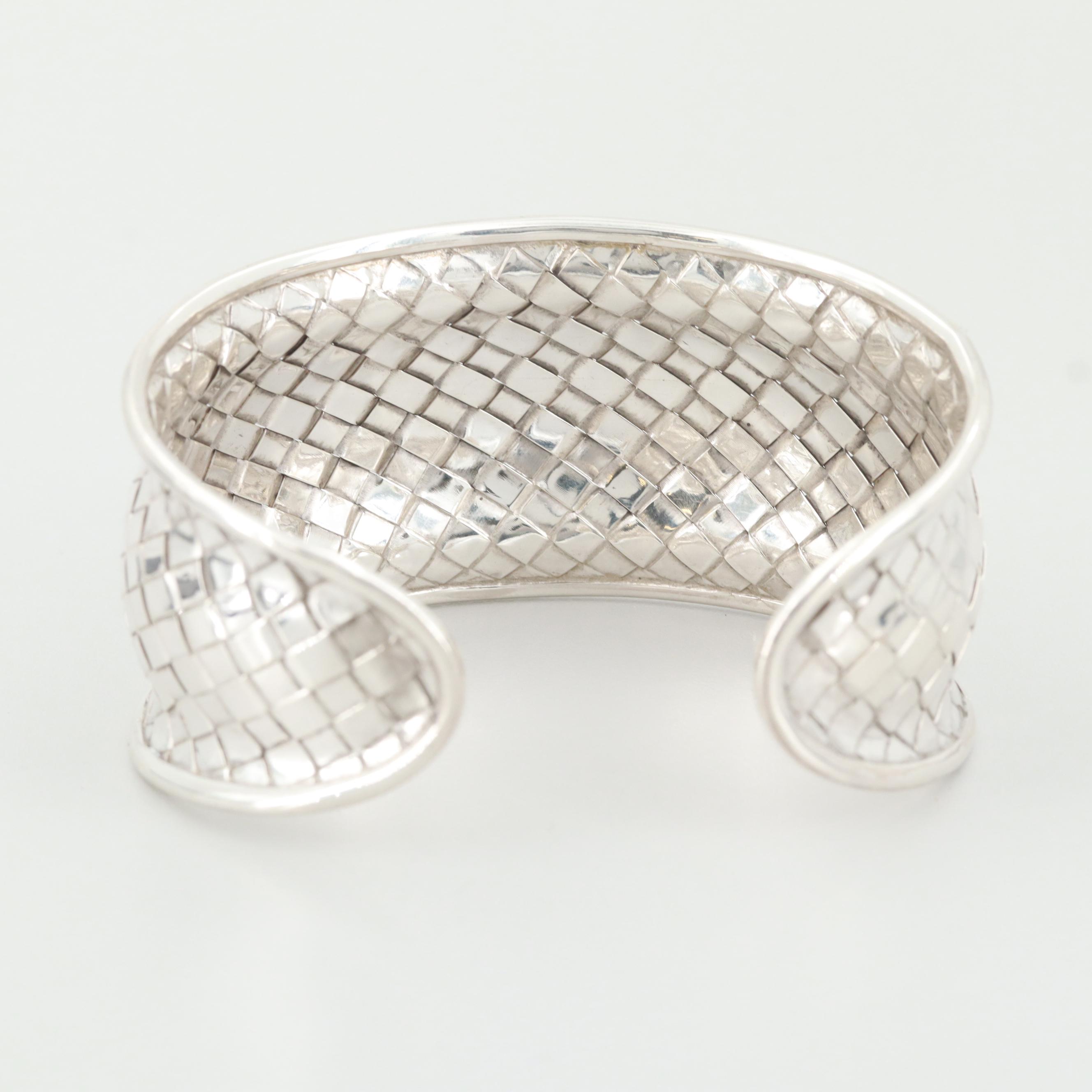 Sterling Silver Basket Weave Cuff Bracelet