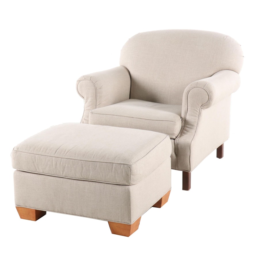 Contemporary Linen Upholstered Armchair by Thomasville