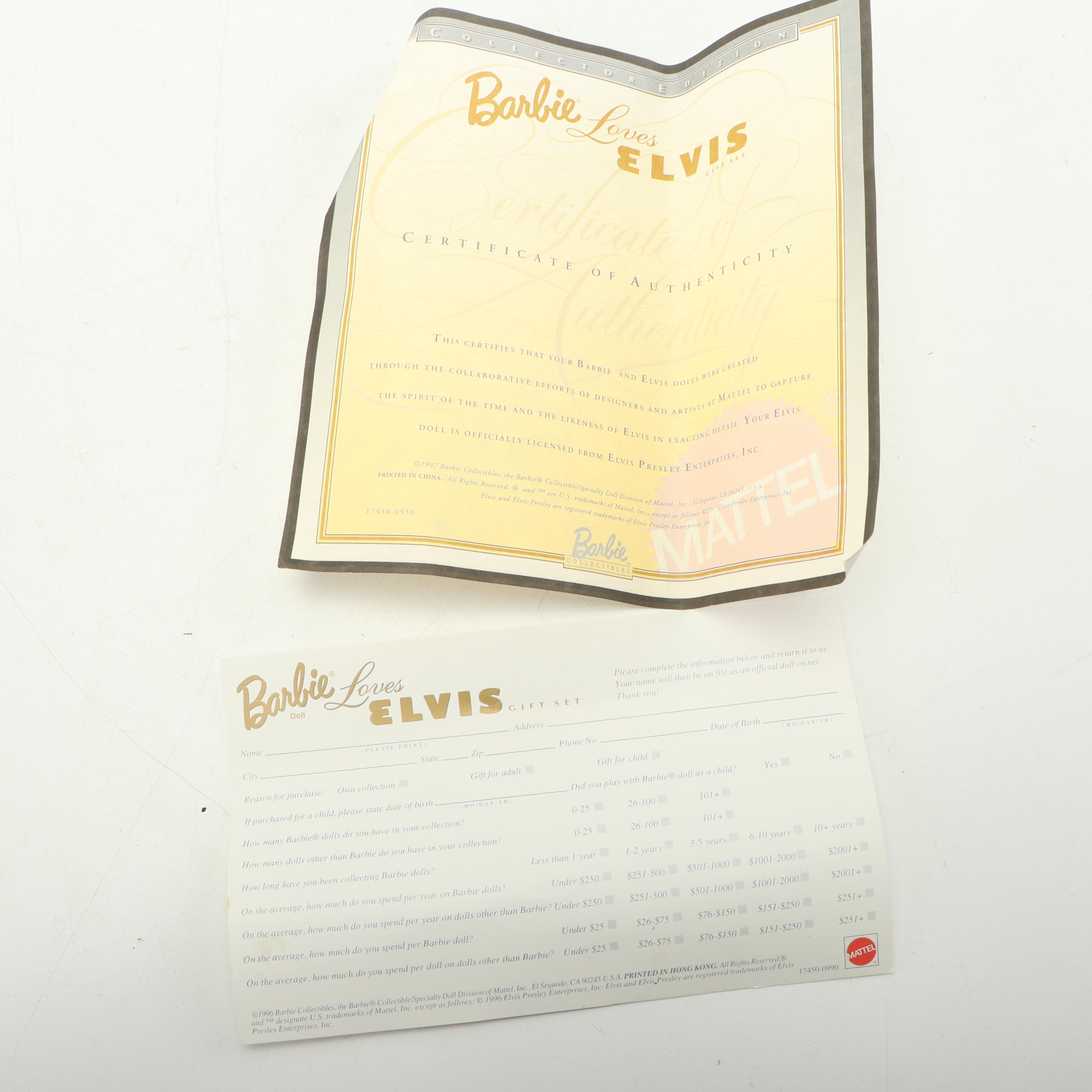 Mattel "Barbie Loves Elvis" Collector's Dolls, 1996