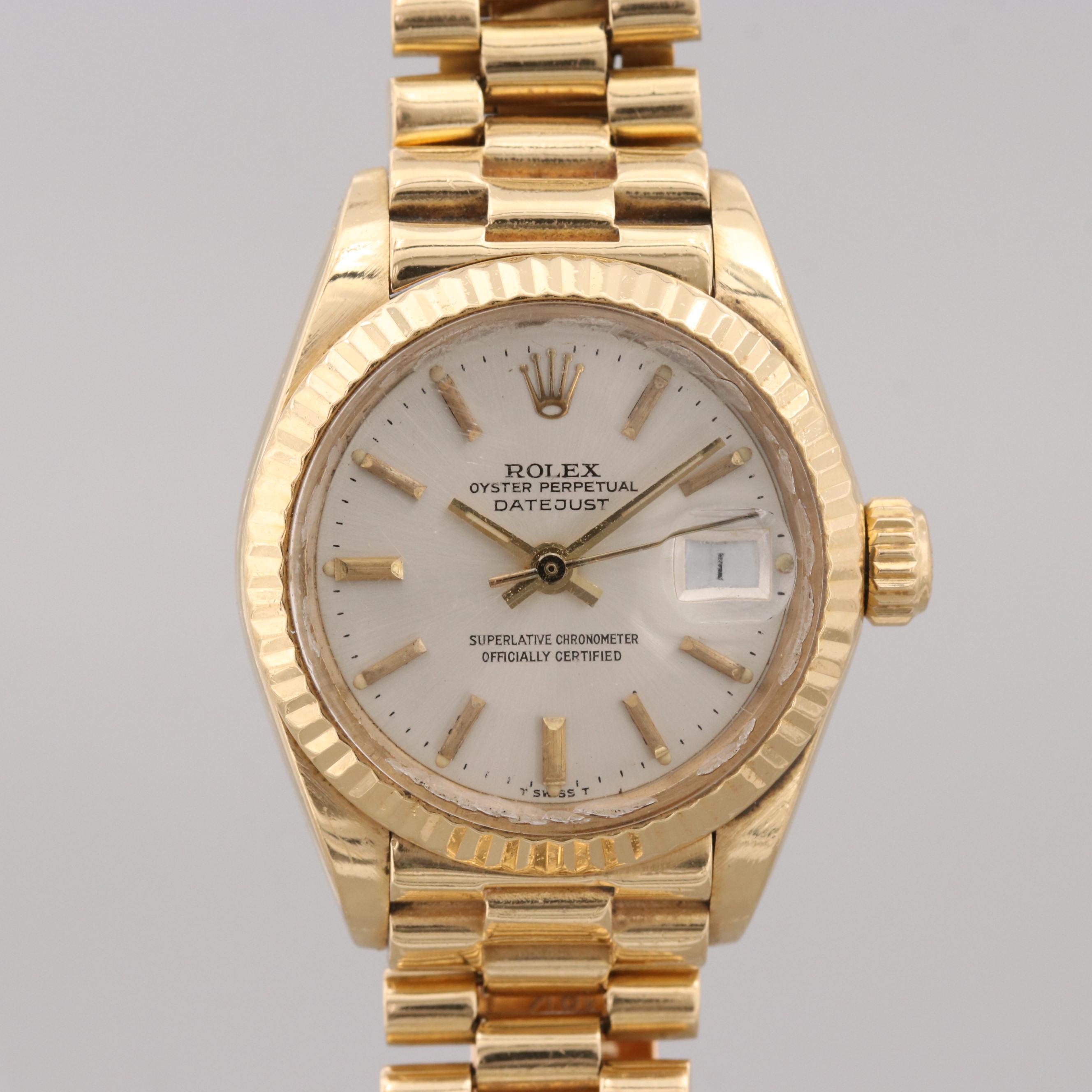 Vintage Rolex Datejust 18K Yellow Gold Automatic Watch, 1980