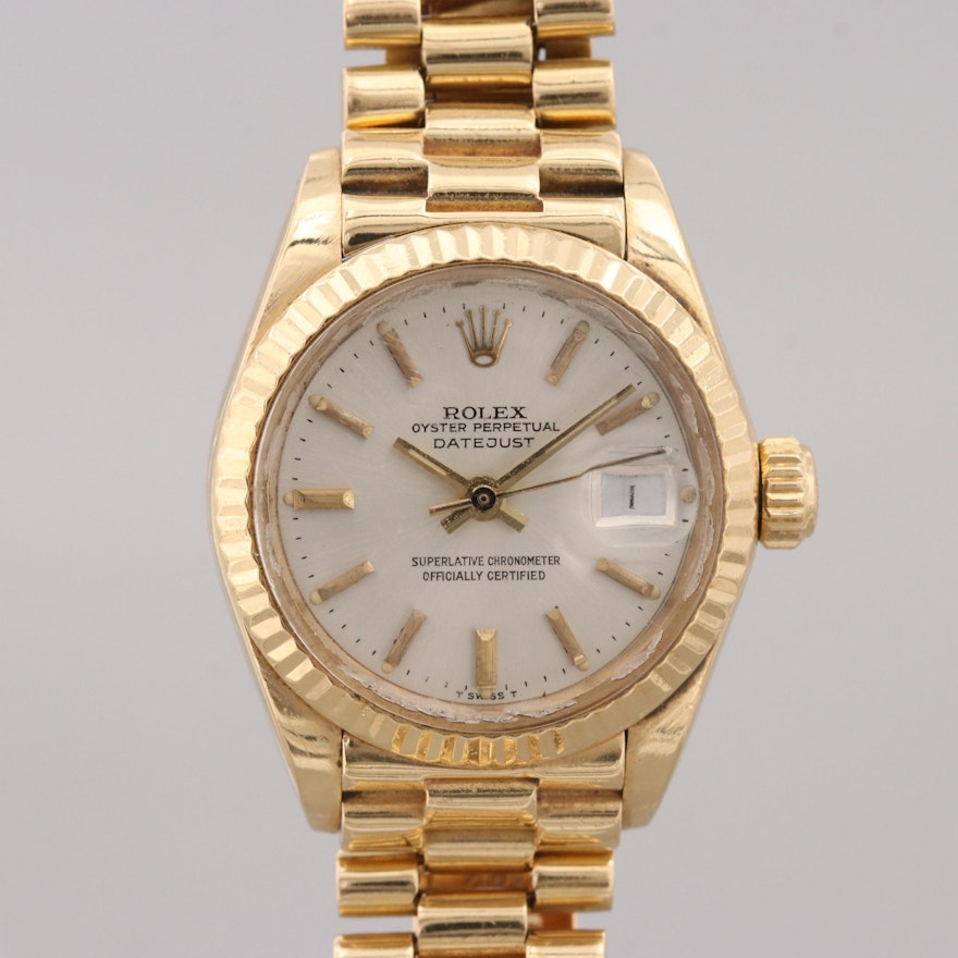 Vintage Rolex Datejust 18K Yellow Gold Automatic Wristwatch, 1980