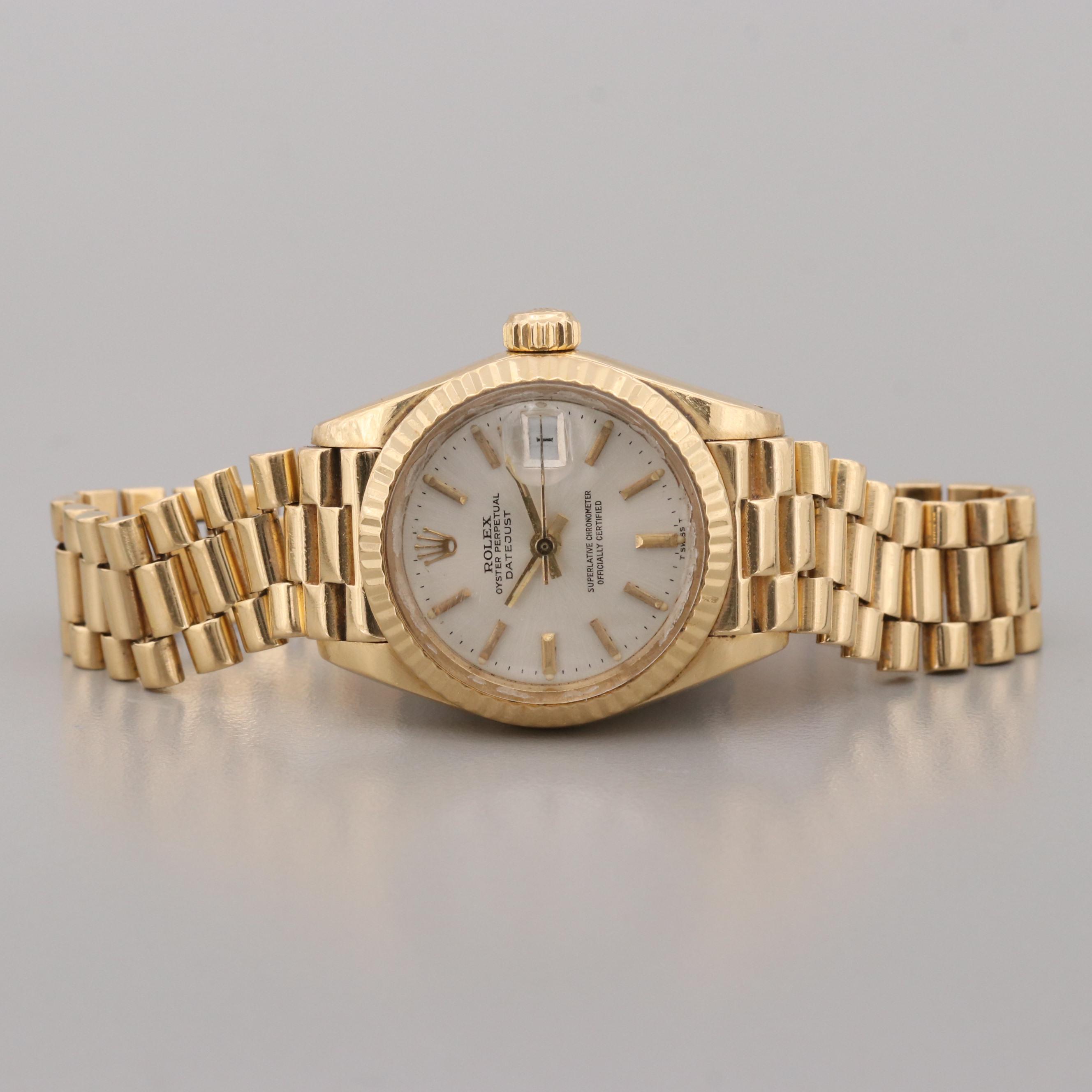 Vintage Rolex Datejust 18K Yellow Gold Automatic Watch, 1980