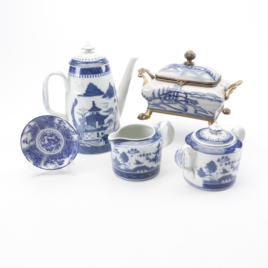 Dominic Porcelain Box with Vista Alegre Tea Set in the Chinoiserie Style