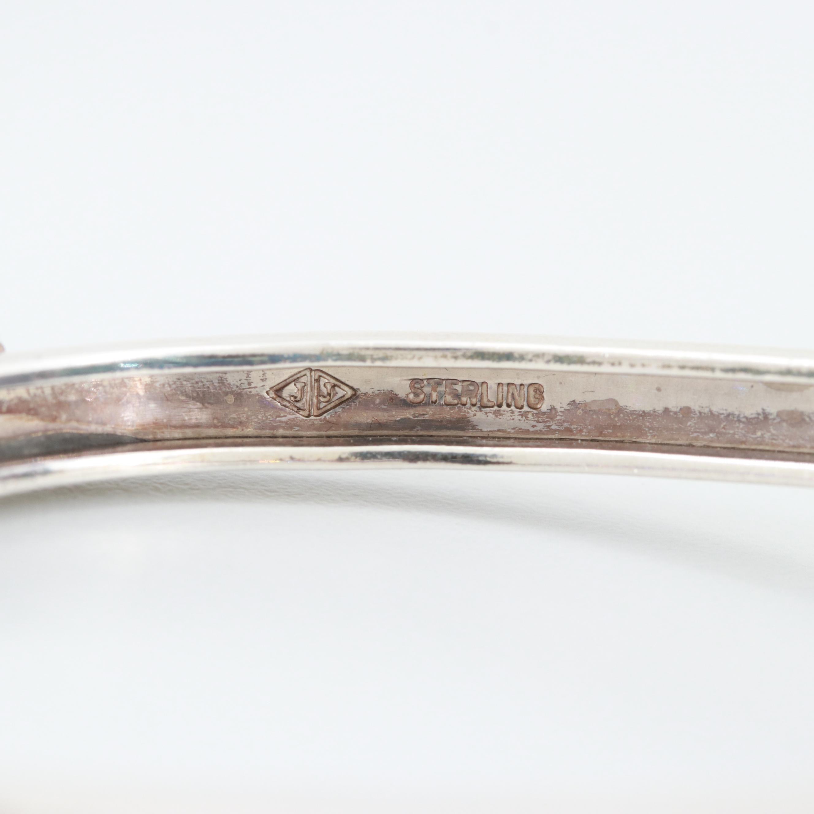 Sterling Silver Amethyst and Marcasite Bangle Bracelet