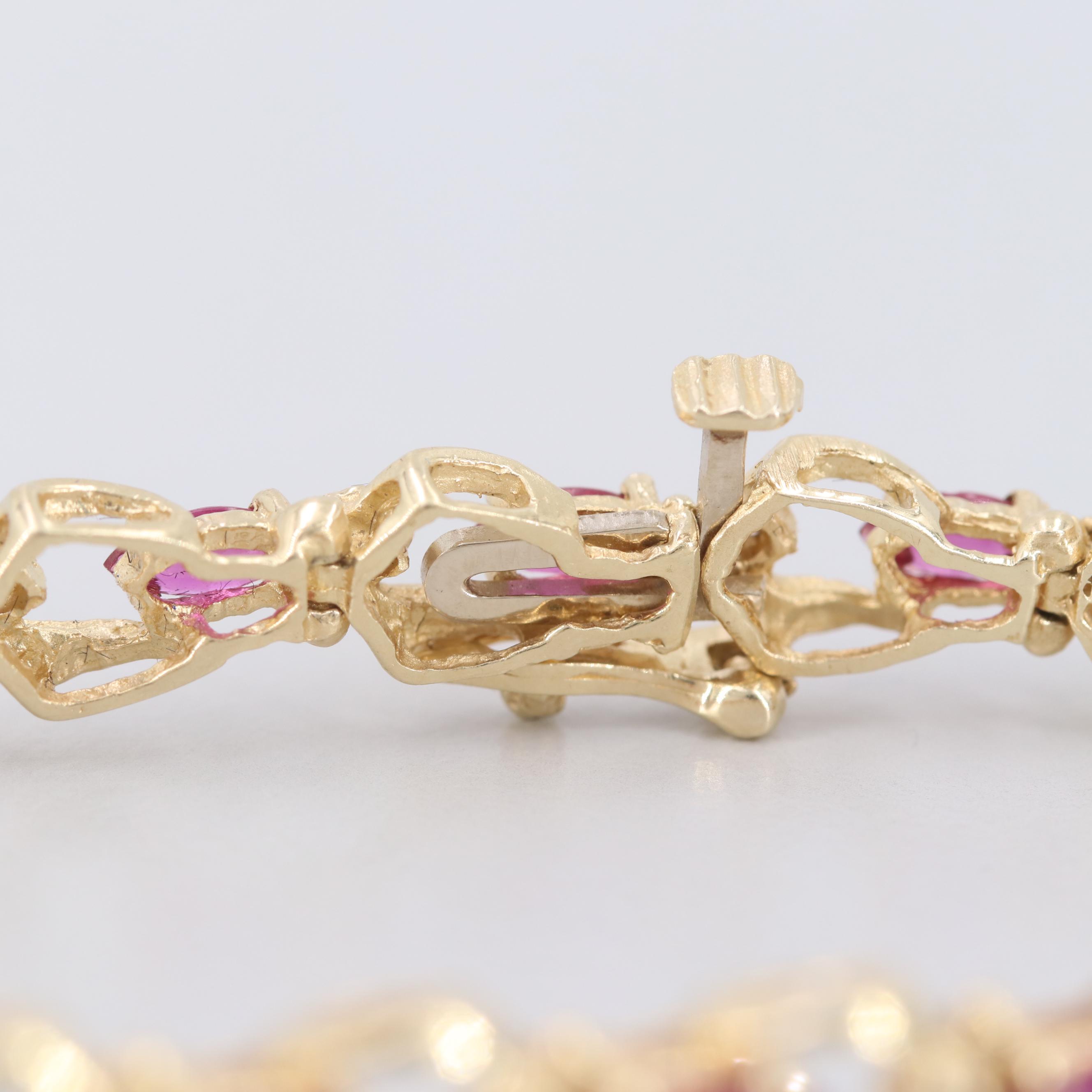 14K Yellow Gold Ruby and Diamond Line Bracelet
