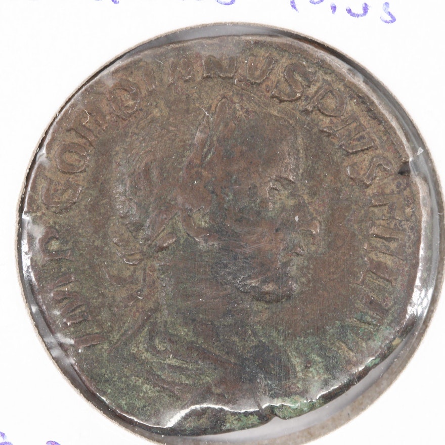 Ancient Roman Gordianus Pius Copper Sestertius, Circa 238-244 AD