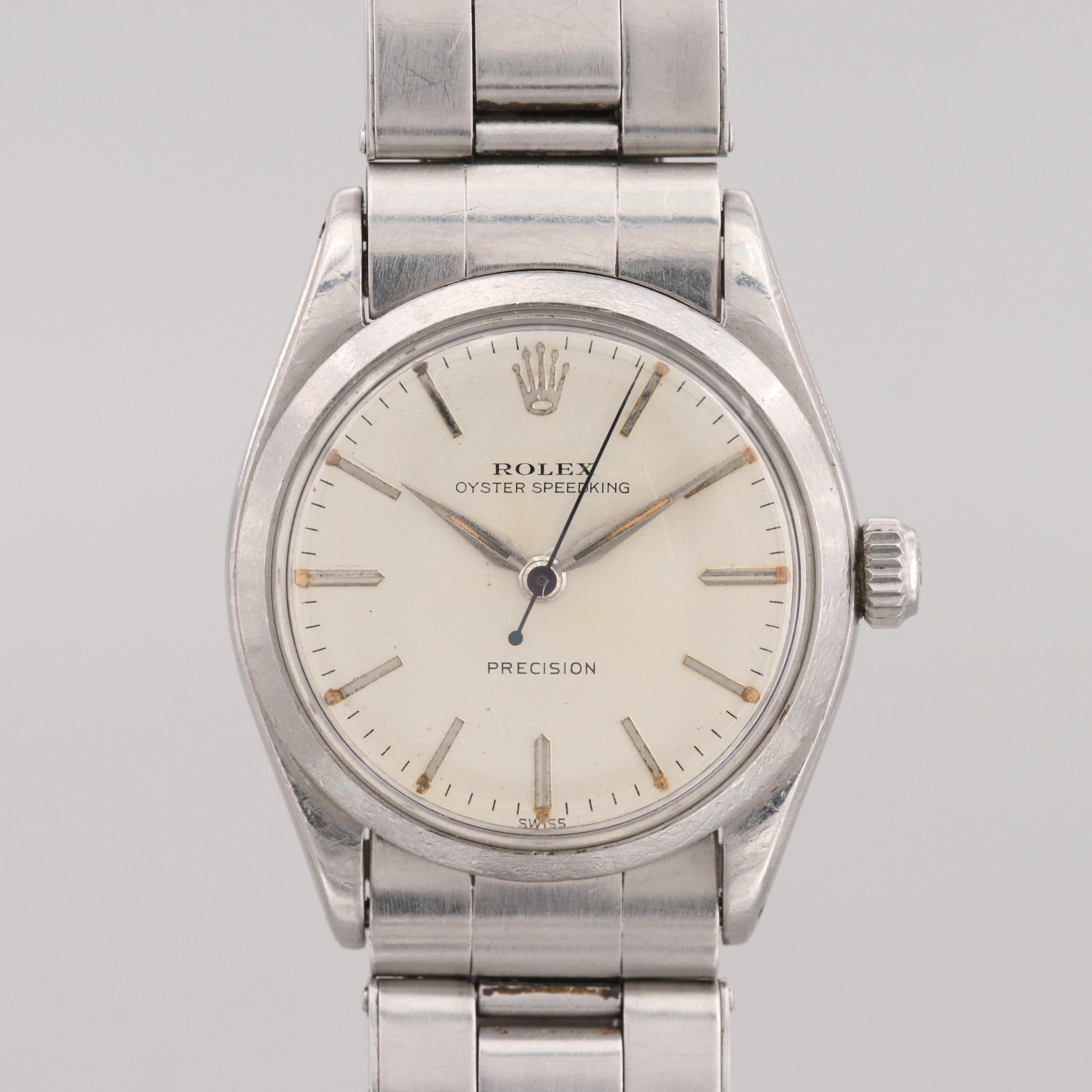 Vintage Rolex Oyster Speed King Stainless Steel Stem Wind Watch, 1958