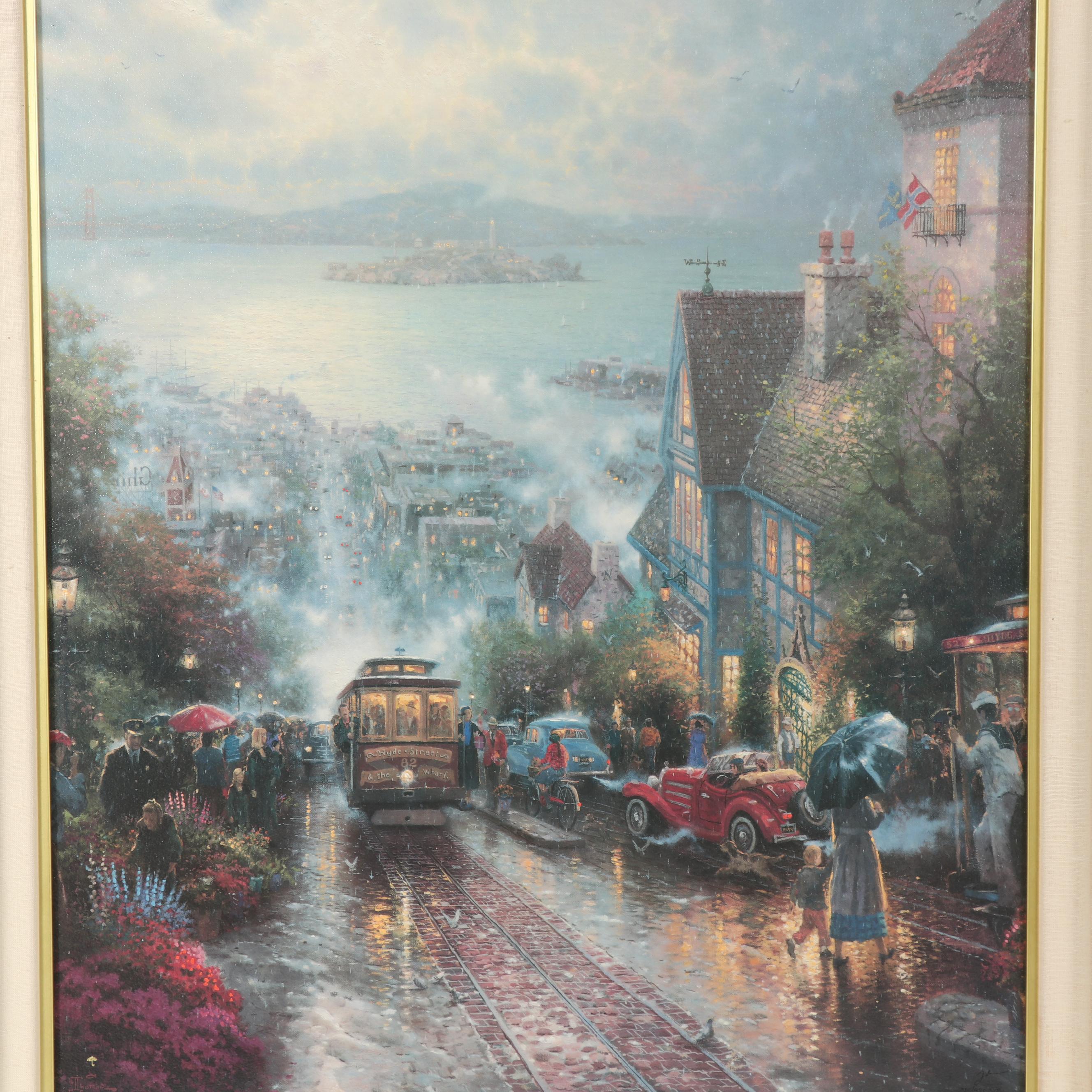 Thomas Kinkade Offset Lithograph "Hyde Street and the Bay, San Francisco"