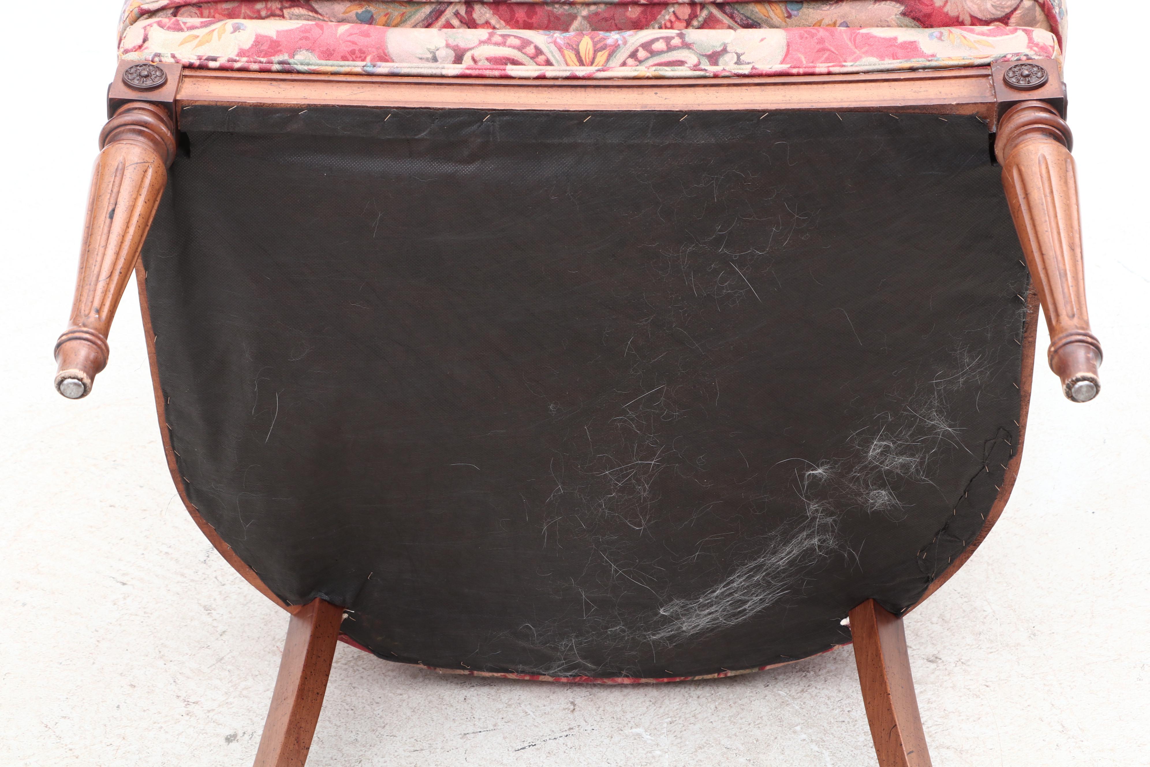 Vintage Woven Cane and Button Tufted Wingback Chairs