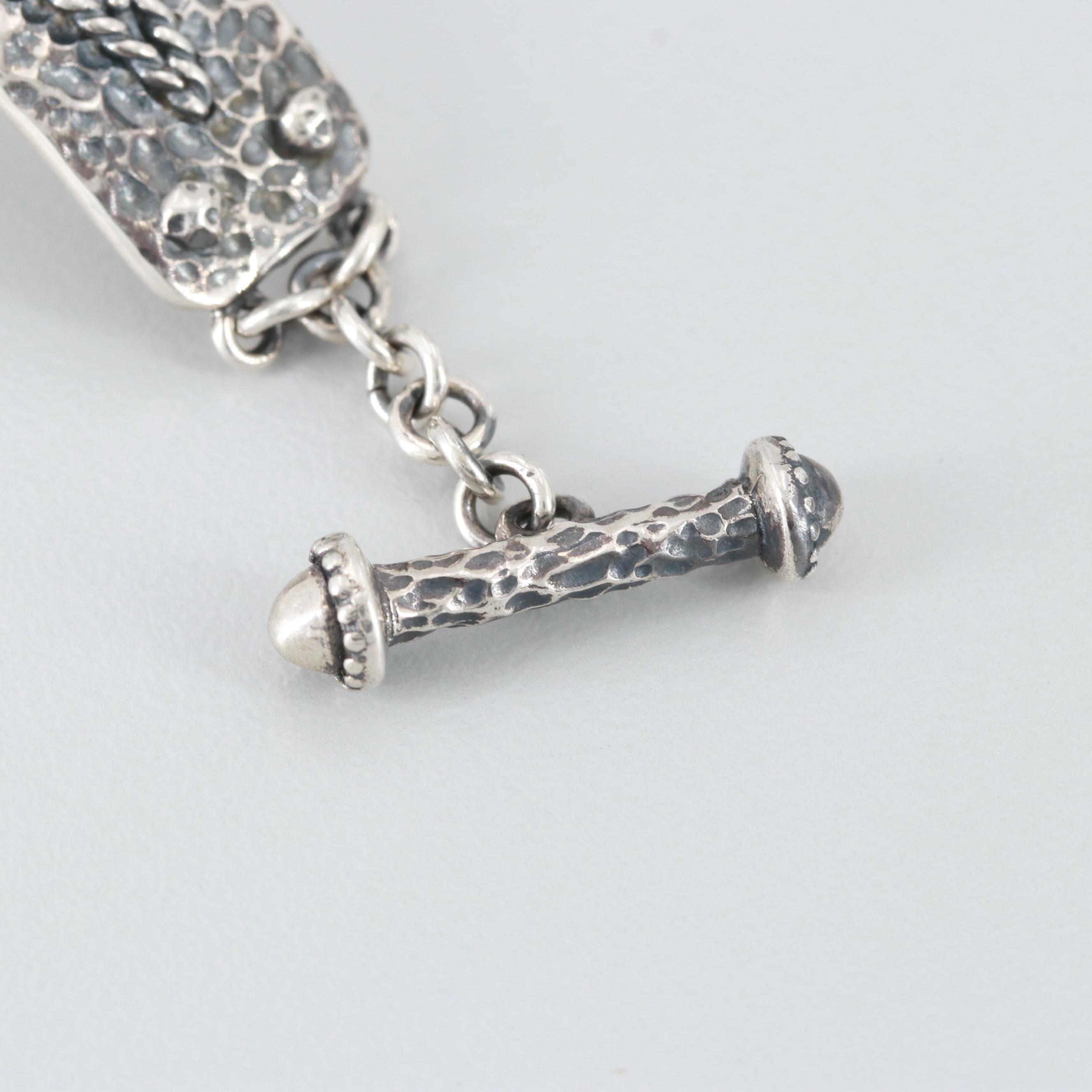 Sterling Silver Turquoise and Spiny Oyster Aggregate Adjustable Bracelet