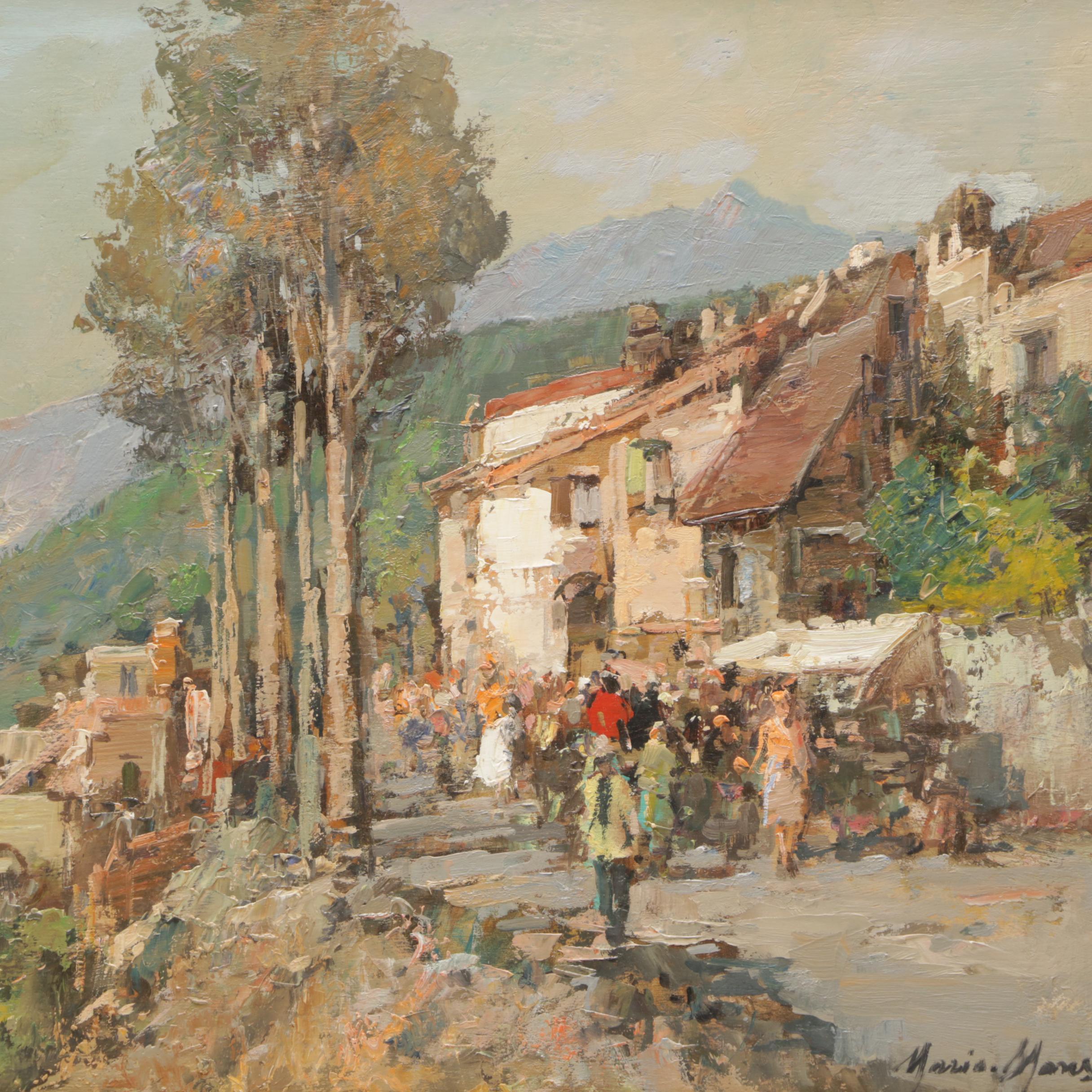 Mario Maresca Oil Painting of Street Scene