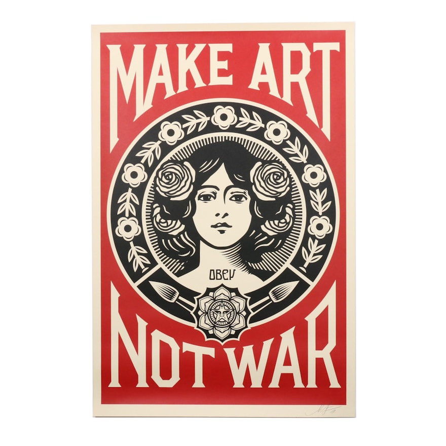 Shepard Fairey Offset Print "Make Art Not War"