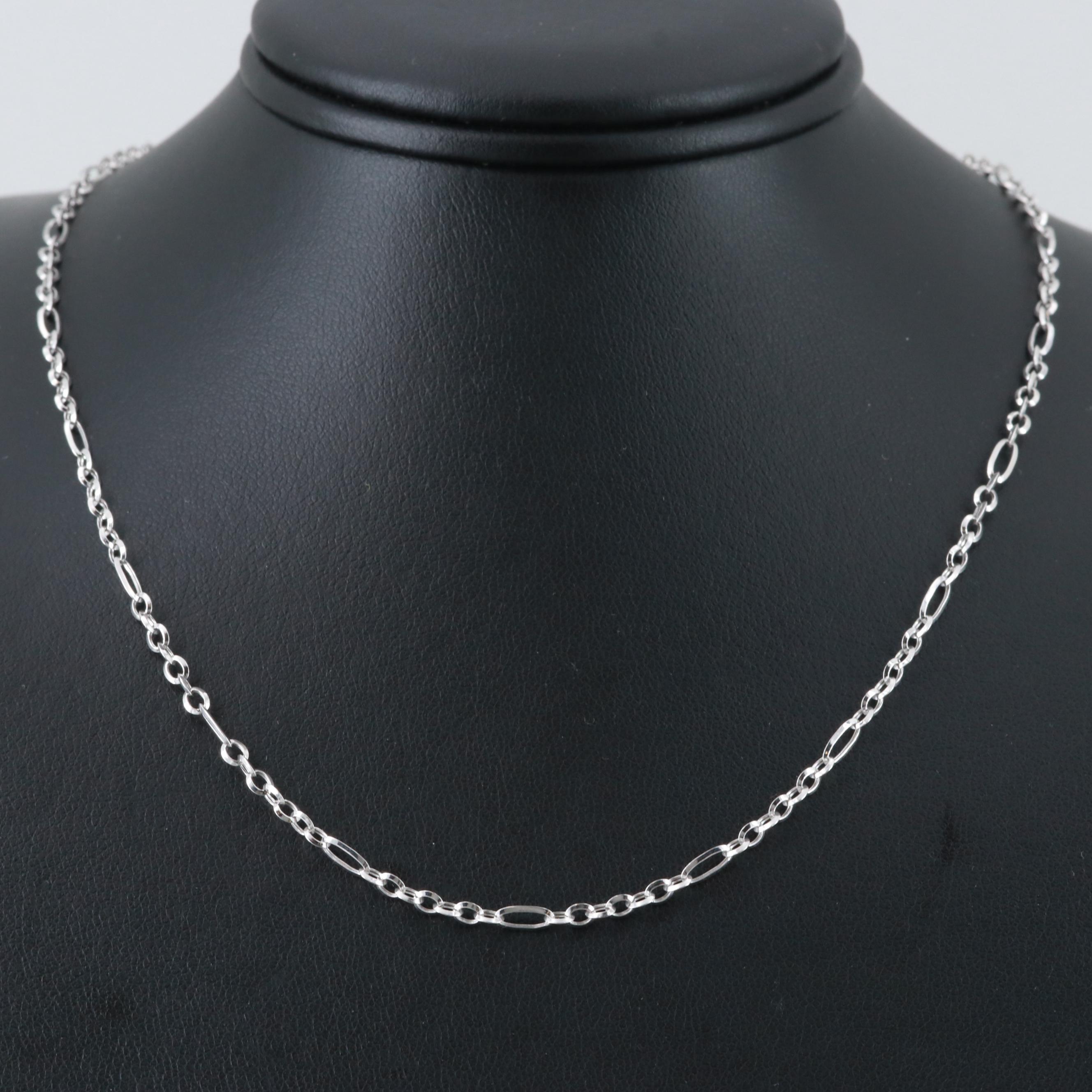 14K White Gold Figaro Chain Necklace