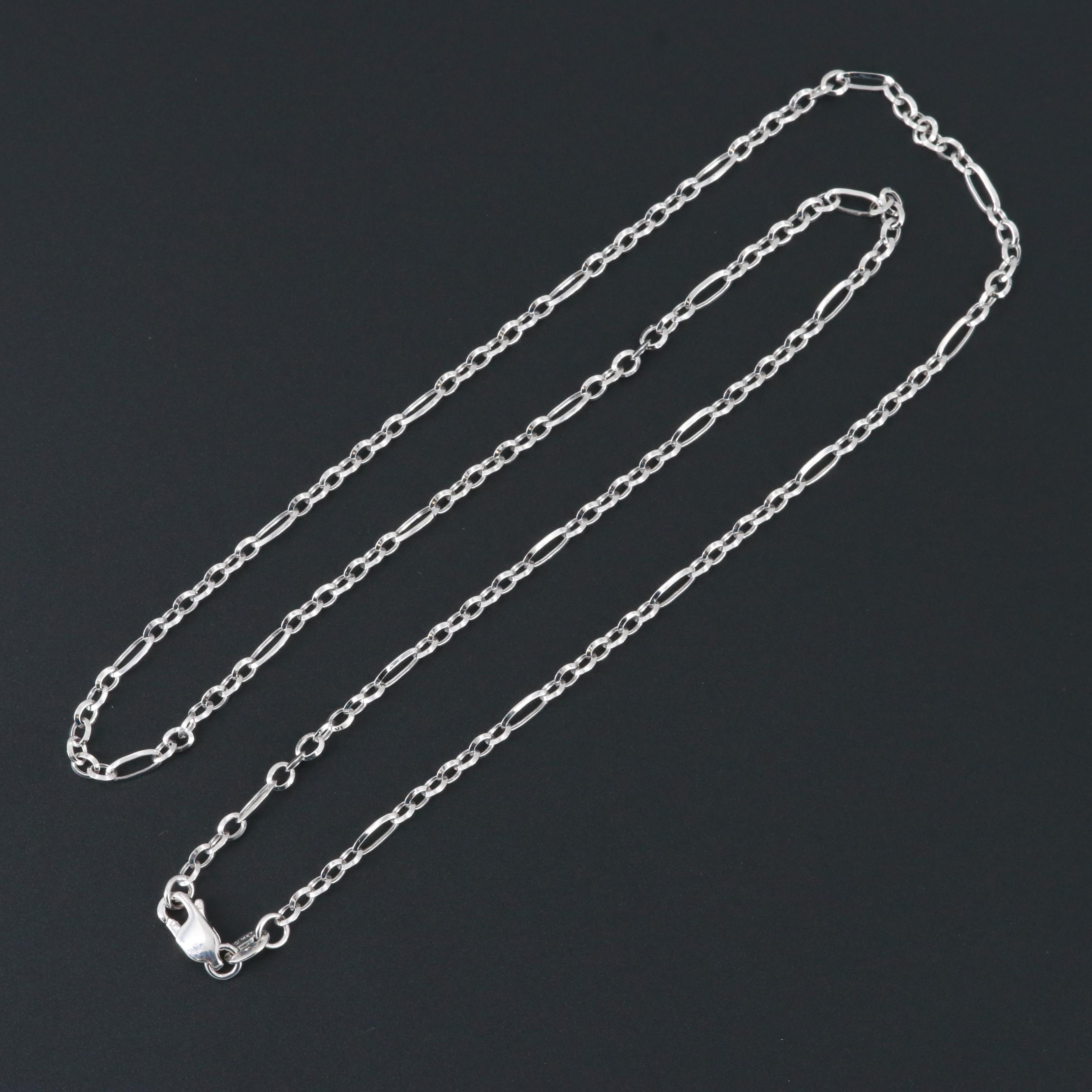 14K White Gold Figaro Chain Necklace