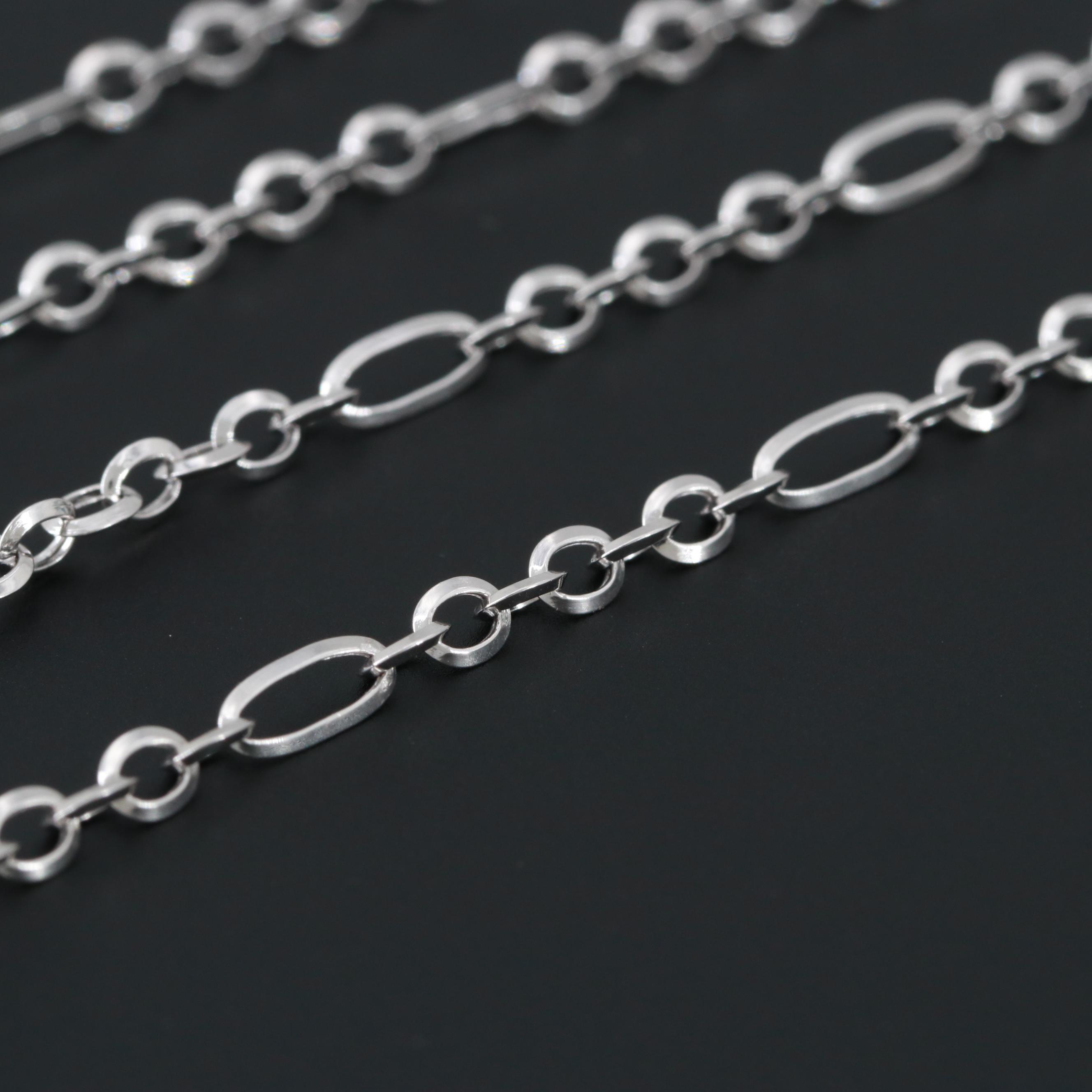 14K White Gold Figaro Chain Necklace