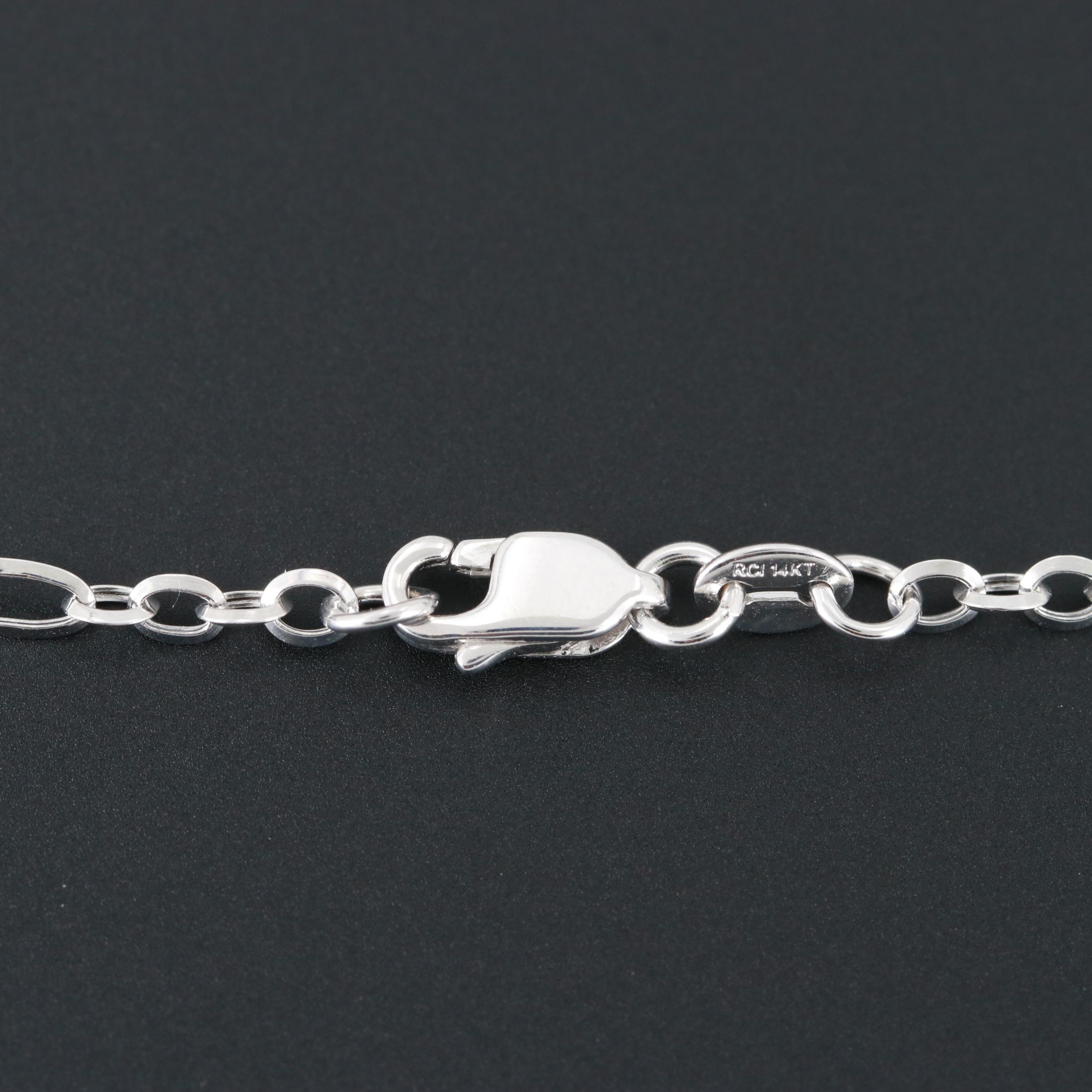 14K White Gold Figaro Chain Necklace
