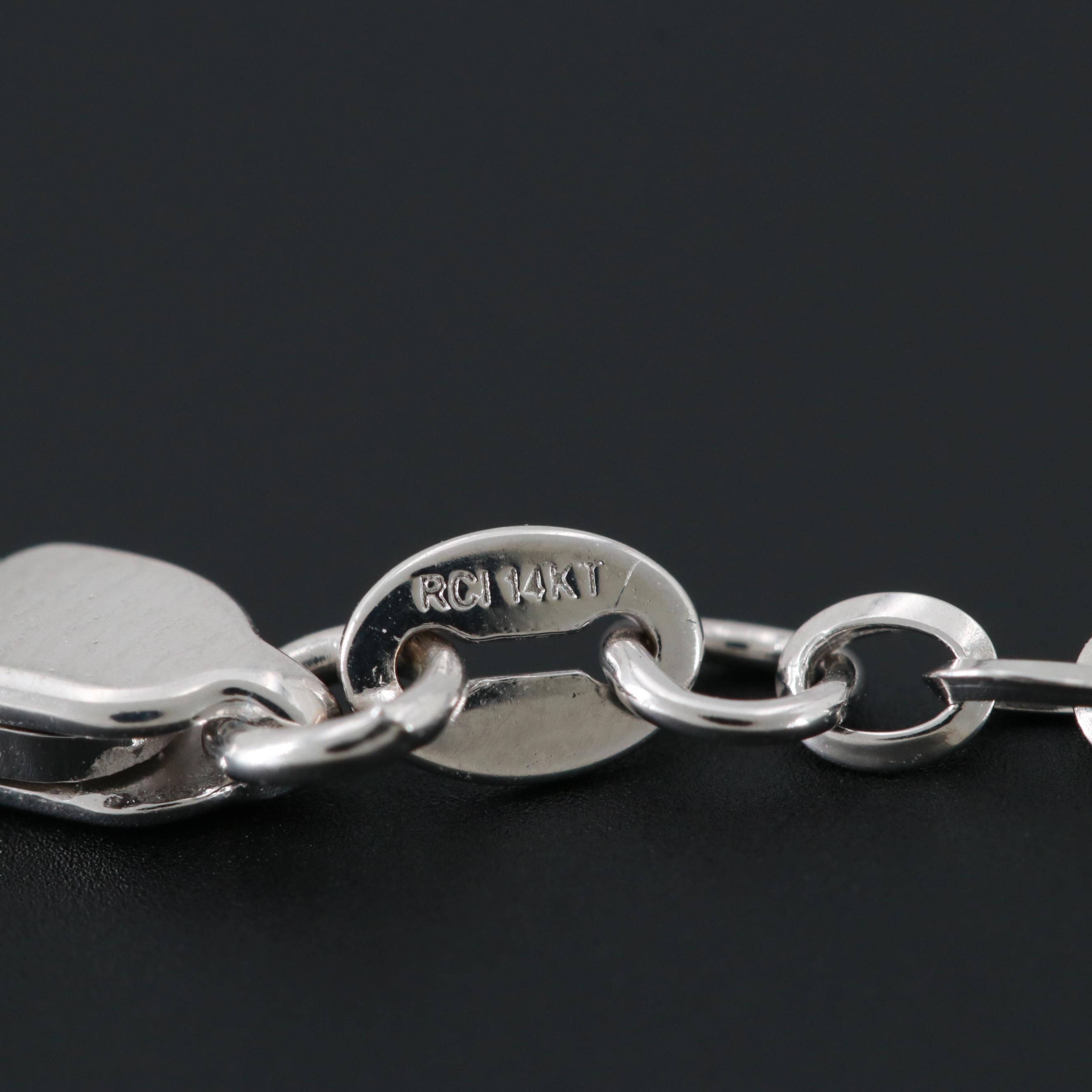 14K White Gold Figaro Chain Necklace