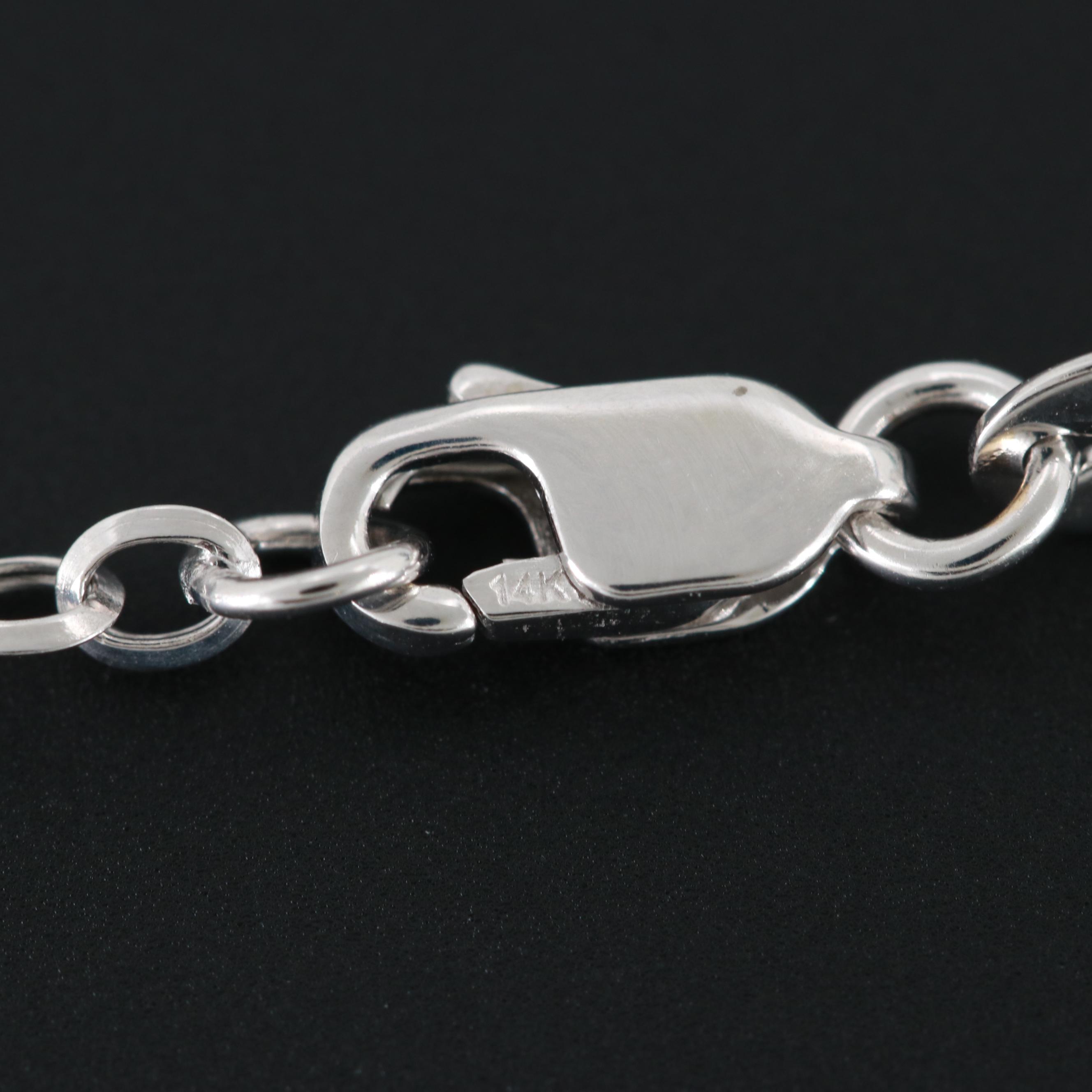 14K White Gold Figaro Chain Necklace
