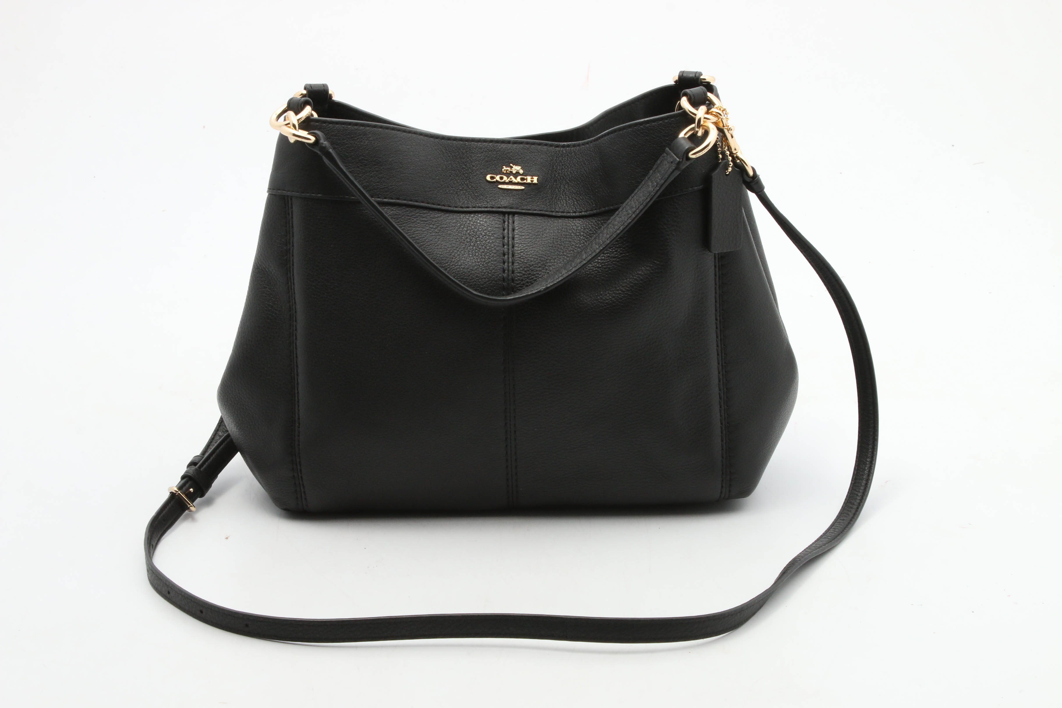 Coach Small Lexy Black Pebbled Leather Shoulder Bag with Crossbody Strap
