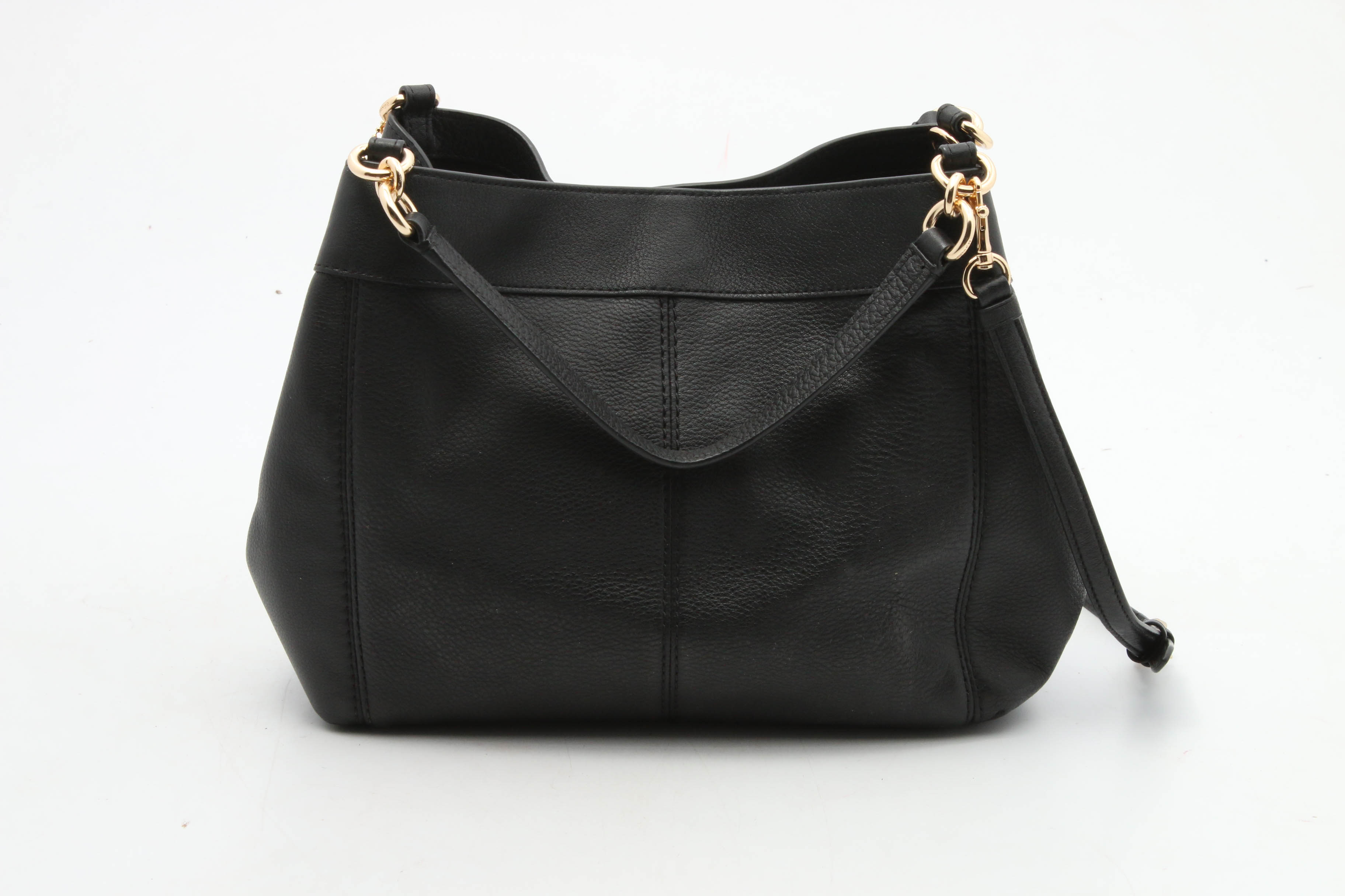 Coach Small Lexy Black Pebbled Leather Shoulder Bag with Crossbody Strap