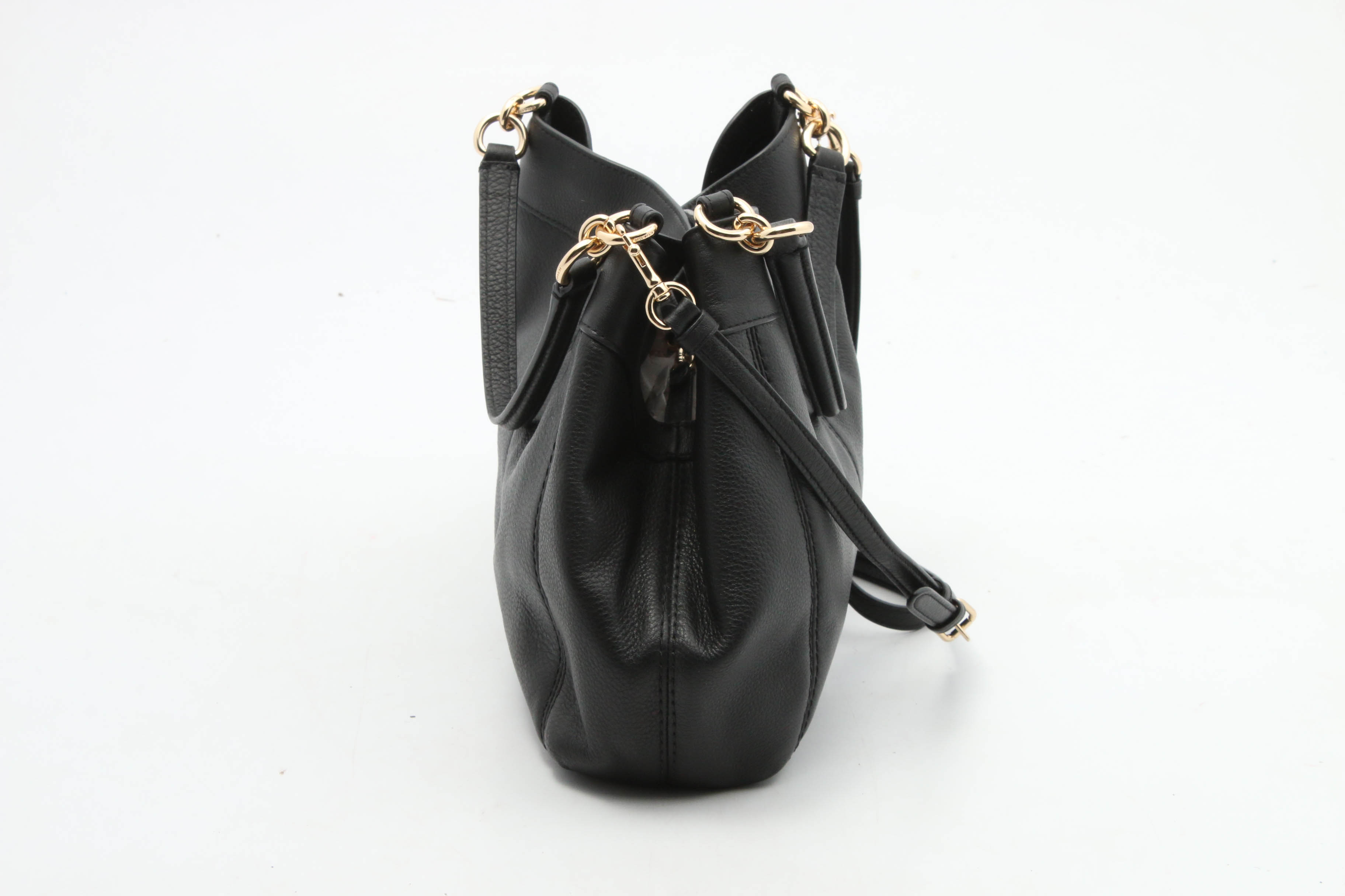 Coach Small Lexy Black Pebbled Leather Shoulder Bag with Crossbody Strap