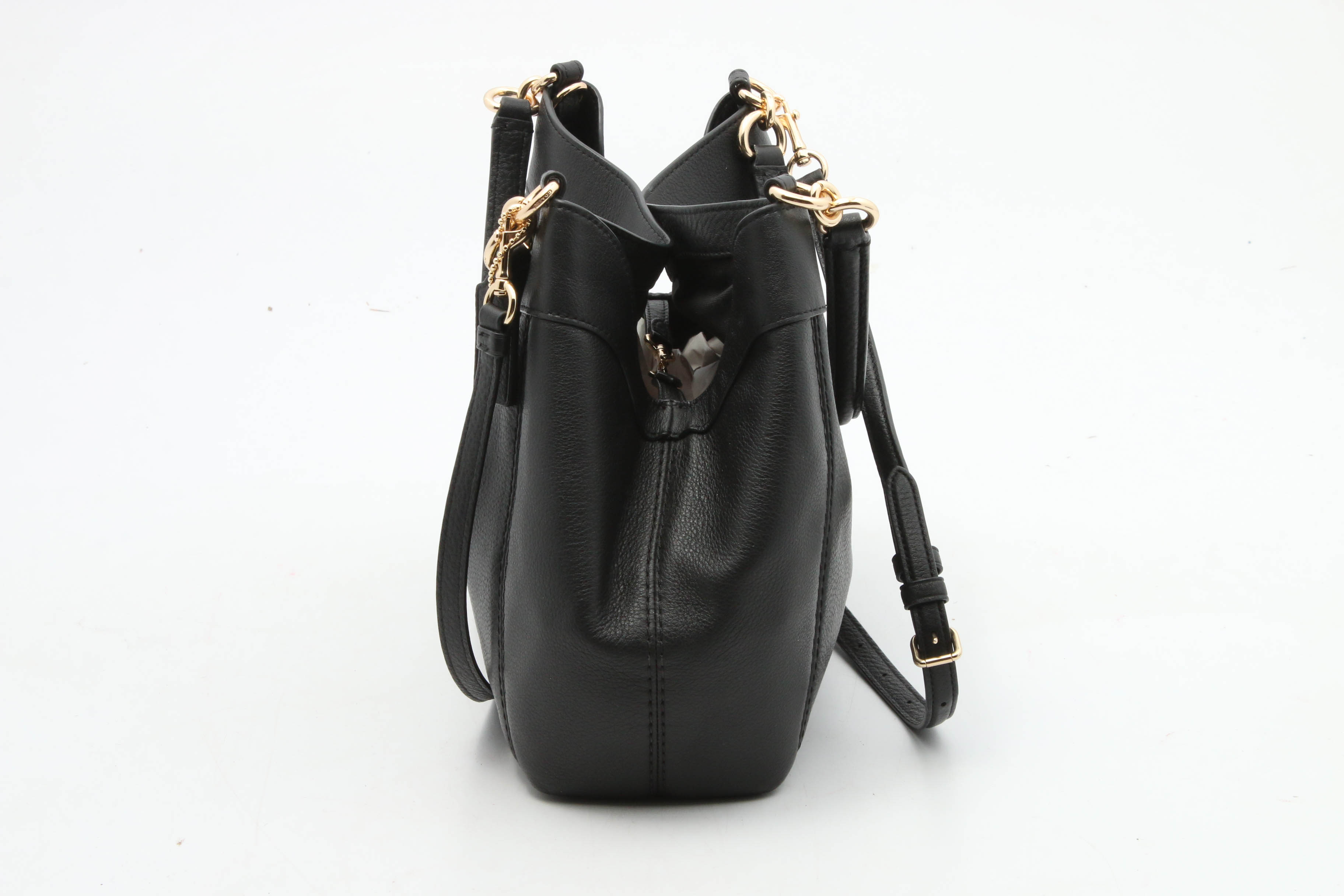 Coach Small Lexy Black Pebbled Leather Shoulder Bag with Crossbody Strap