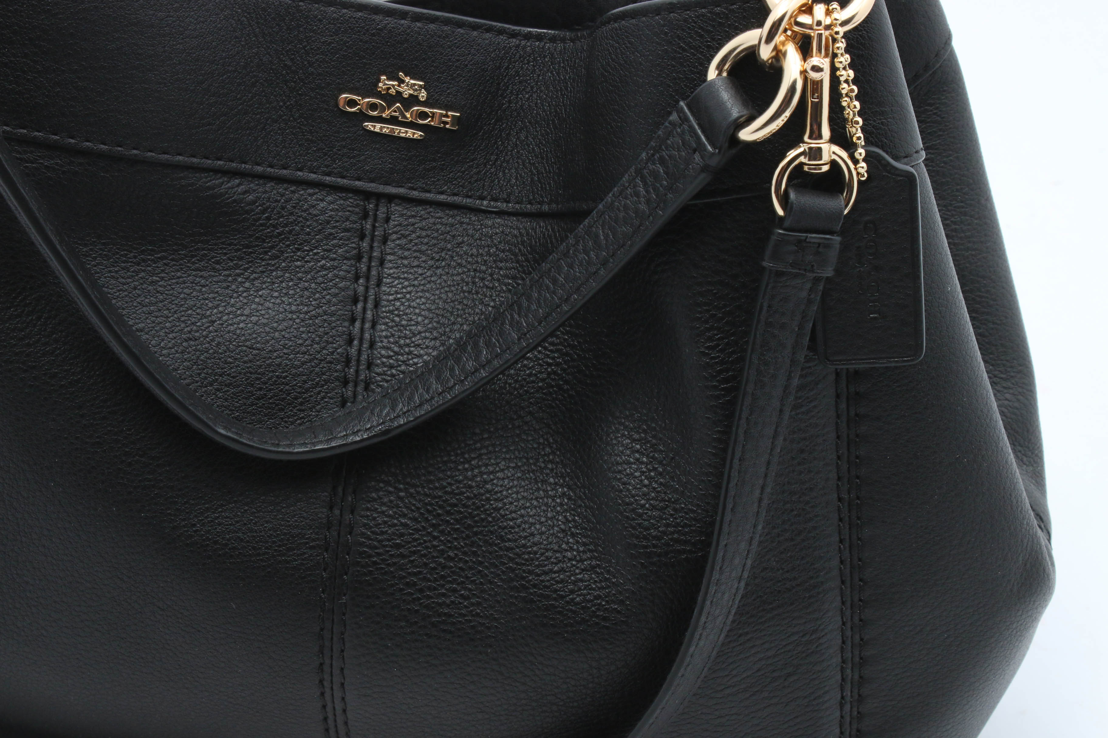 Coach Small Lexy Black Pebbled Leather Shoulder Bag with Crossbody Strap