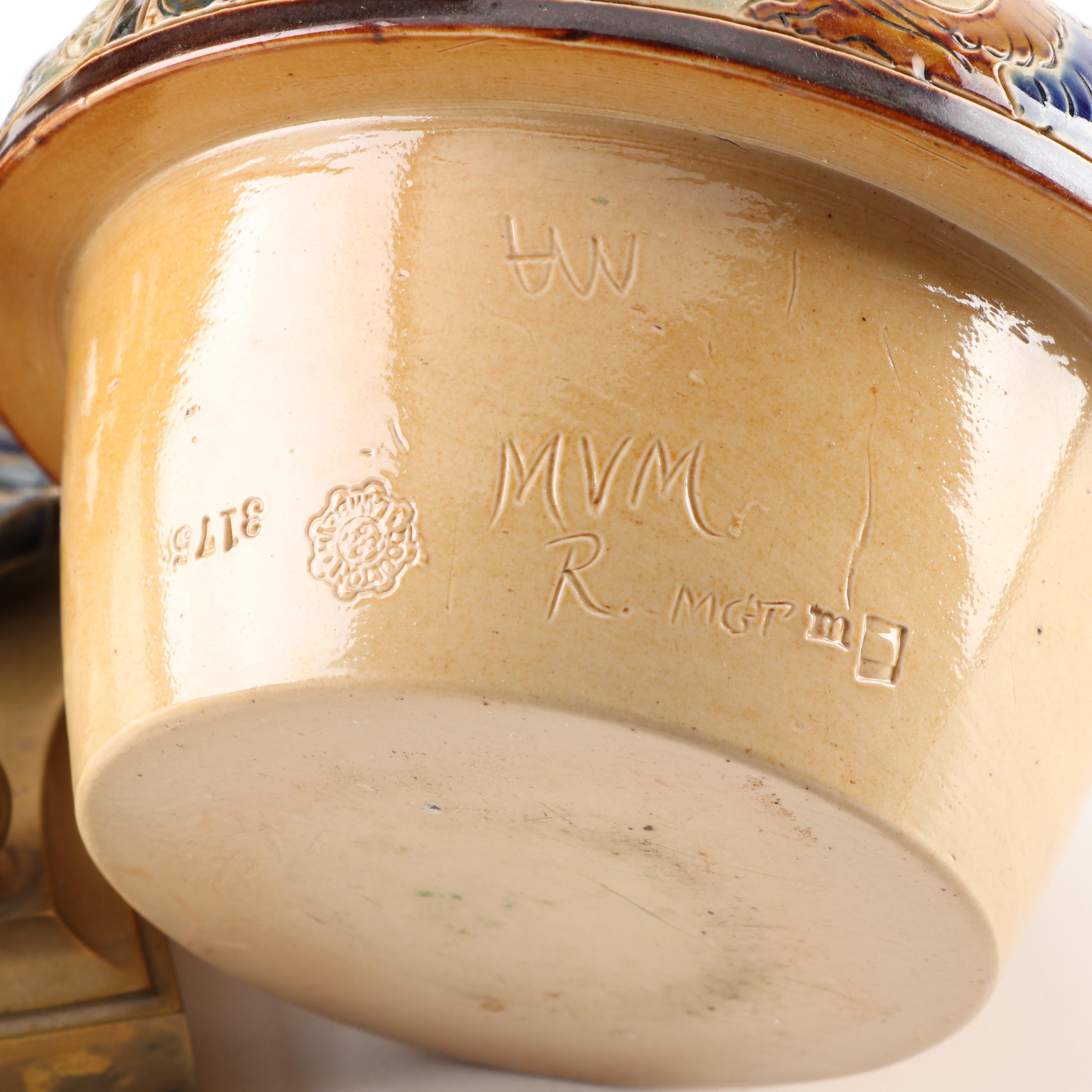 Doulton Lambeth Stoneware Oil Lamp Base with Hinks & Sons Burner, 19th C.