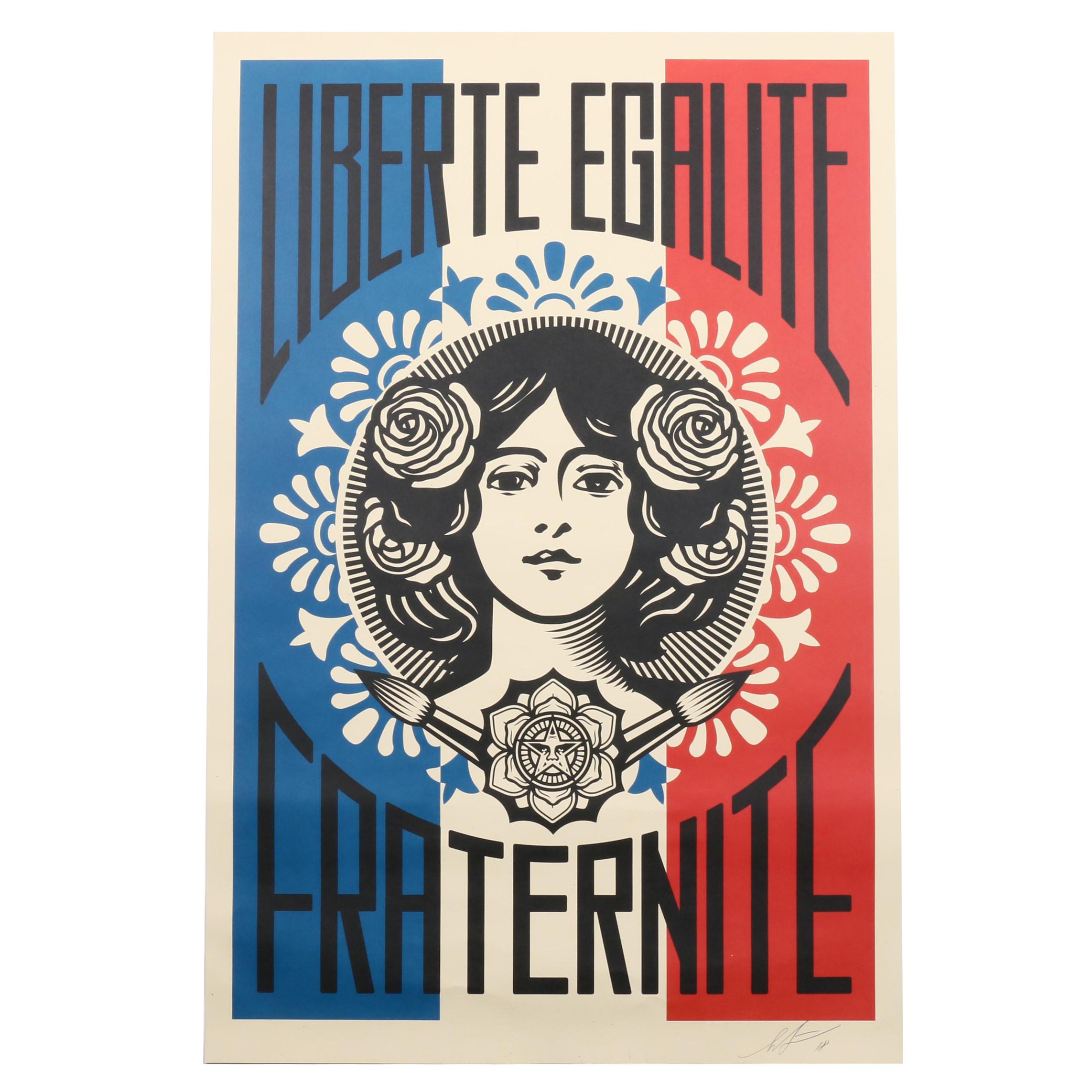 Shepard Fairey Offset Print "Liberté, Egalité, Fraternité"